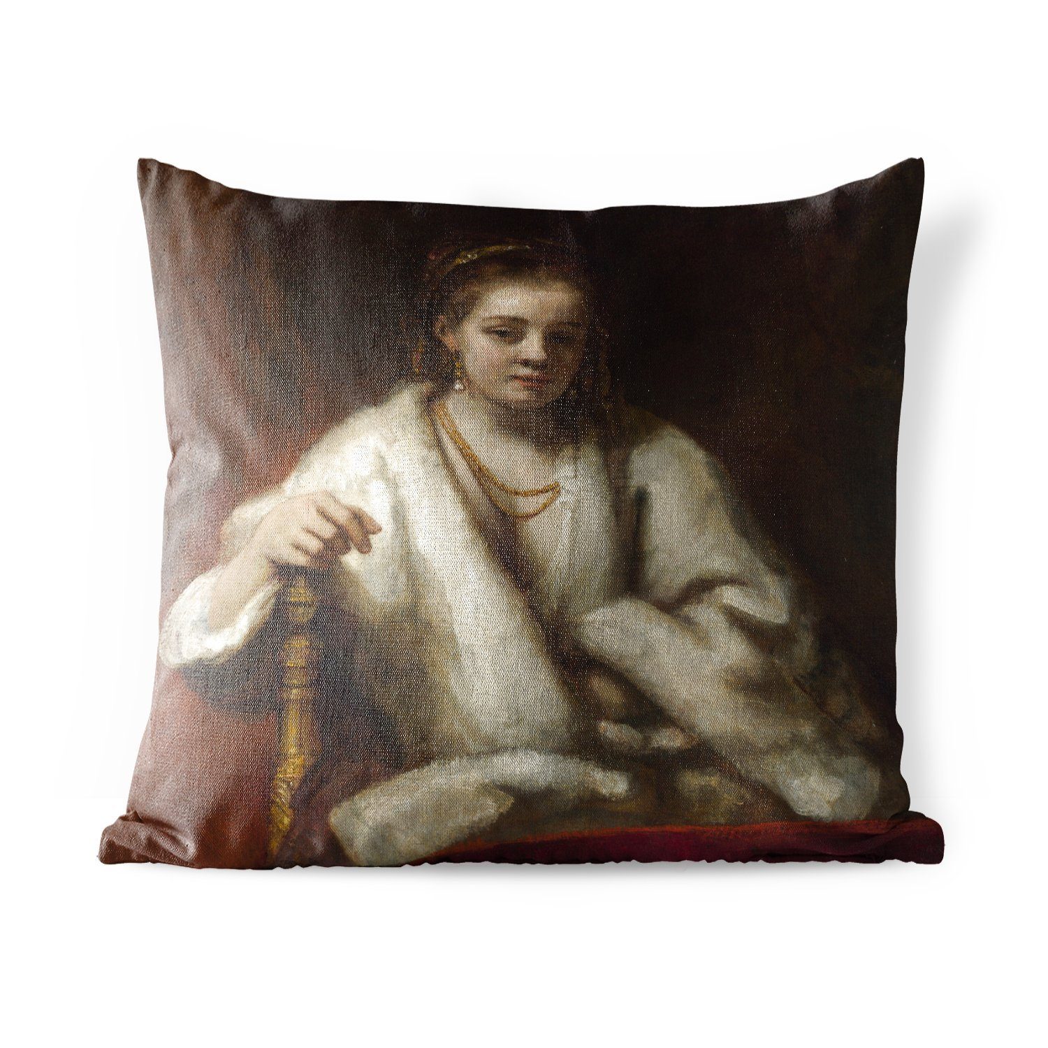 MuchoWow Dekokissen Porträt von Hendrickje Stoffels - Gemälde von Rembrandt van Rijn, Kissenbezüge, Kissenhülle, Dekokissen, Dekokissenbezug, Outdoor | Dekokissen