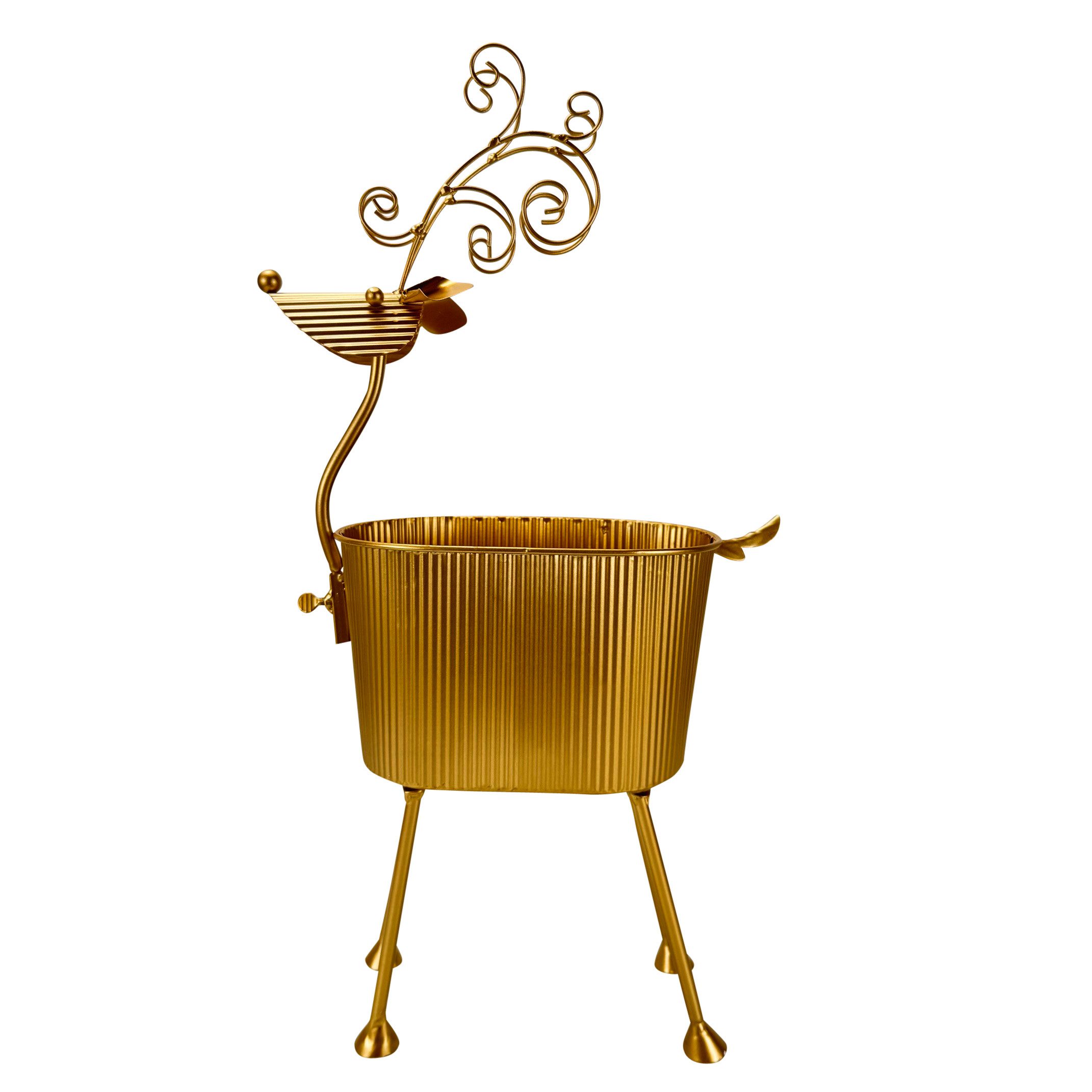 Online-Fuchs Blumentopf Hirsch aus Metall - Pflanzenständer, Blumenkasten - 54 cm groß (Innen- und Außnebereich, Deko für Herbst & Winter), ideal für den Eingangsbereich, Terrasse oder dem Balkon