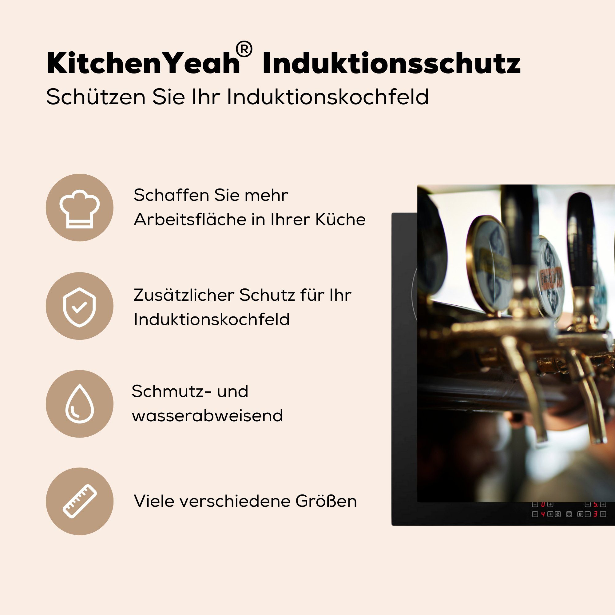 MuchoWow Ceranfeldabdeckung an einer küche, Induktionskochfeld Bar, Bierzapfstellen Mehrere Herdblende-/Abdeckplatte (1 81x52 cm, Schutz die Vinyl, für tlg),