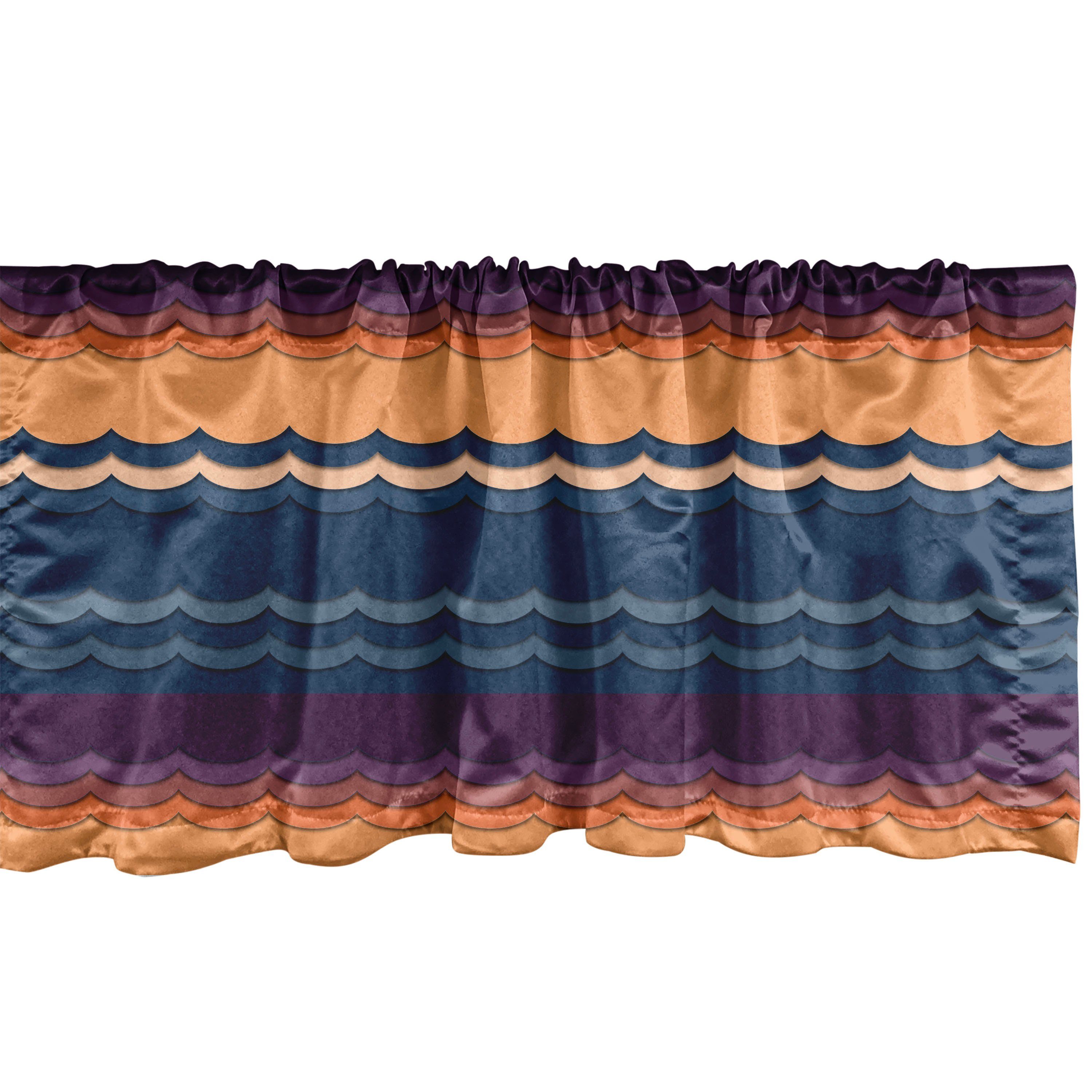 Scheibengardine Vorhang Volant für Küche Schlafzimmer Dekor mit Stangentasche, Abakuhaus, Microfaser, Abstrakte Geometrie Waves Inspiration