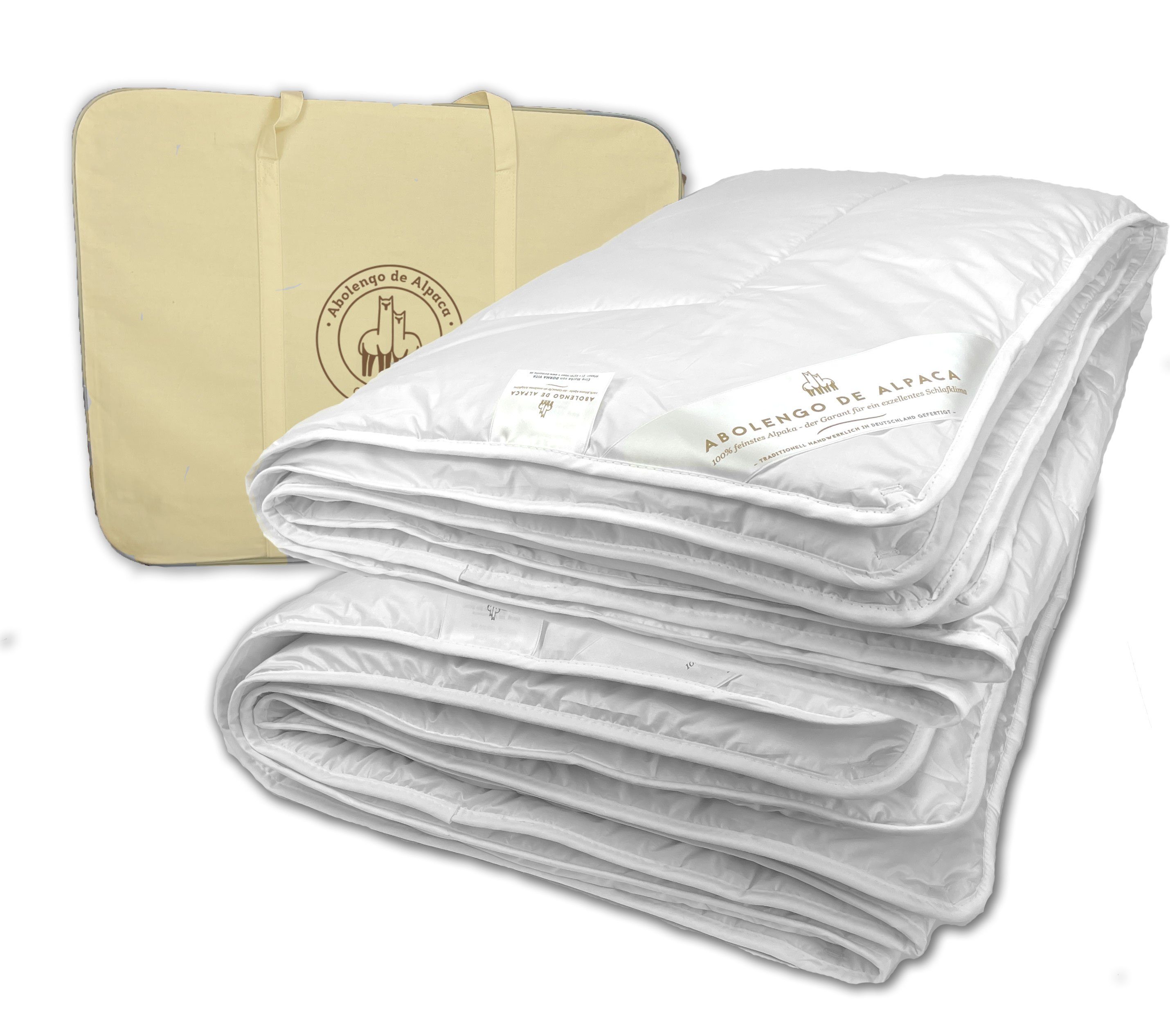 Abolengo de Alpaca Naturhaarbettdecke Alpaka Bettdecke 100% Baby Alpaka, Füllung: Sommer + Ganzjahres zum knöpfen, Bezug: 200er Baumwollbatist, Hergestellt in Deutschland