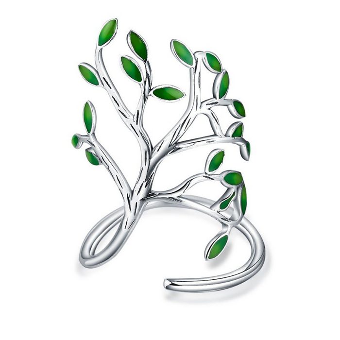 Leway Fingerring Damenring mit Grünen Zweigen Verstellbar 18 mm (1-tlg)