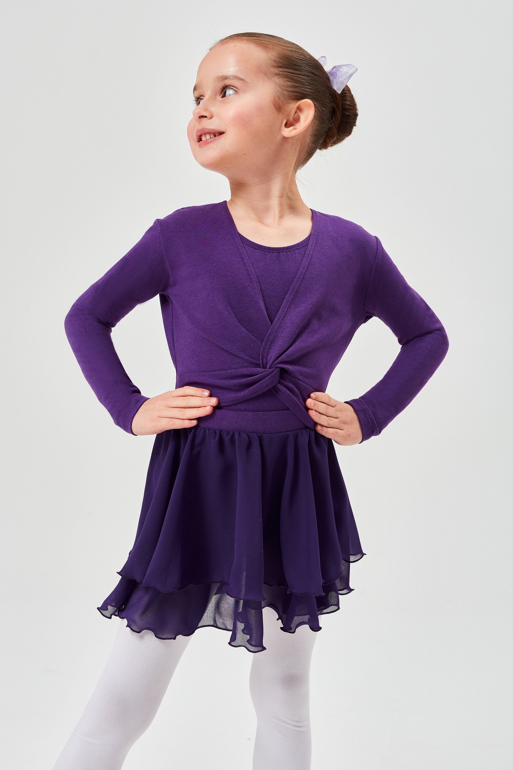 tanzmuster Crop-Top Langarm Ballett Top Mia aus wunderbar weicher Baumwolle Oberteil für Mädchen fürs Kinder Ballett