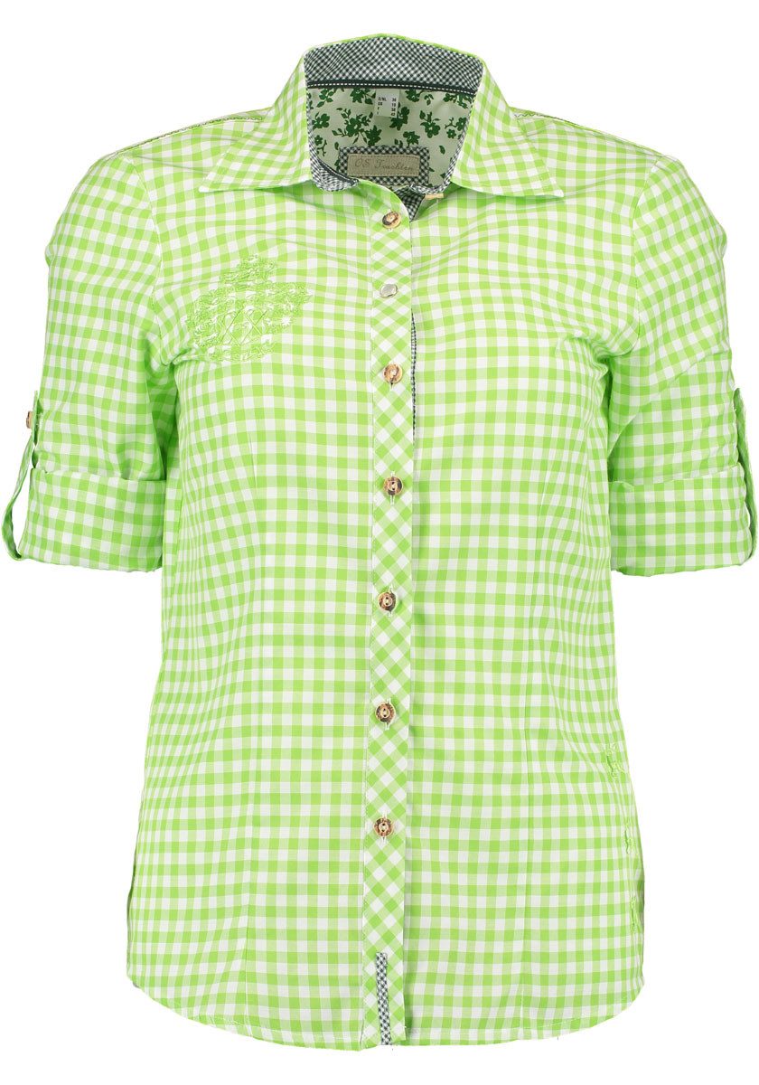 OS Trachten Trachtenbluse Odibe Damen Langarmbluse mit Stickereien auf dem Vorderteil