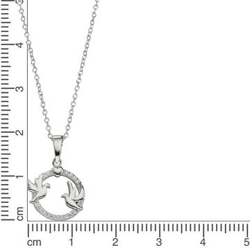 Firetti Kette mit Anhänger Schmuck Geschenk Silber 925 Halsschmuck Halskette Kreis, Tauben, Herz, mit Zirkonia (synth)