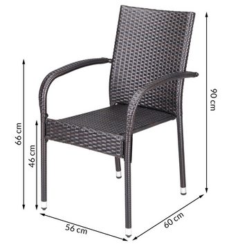 Casaria Gartenstuhl Comfort (8 St), Polyrattan 8er Set Stapelbar Höhenverstellbar 160kg Belastbarkeit