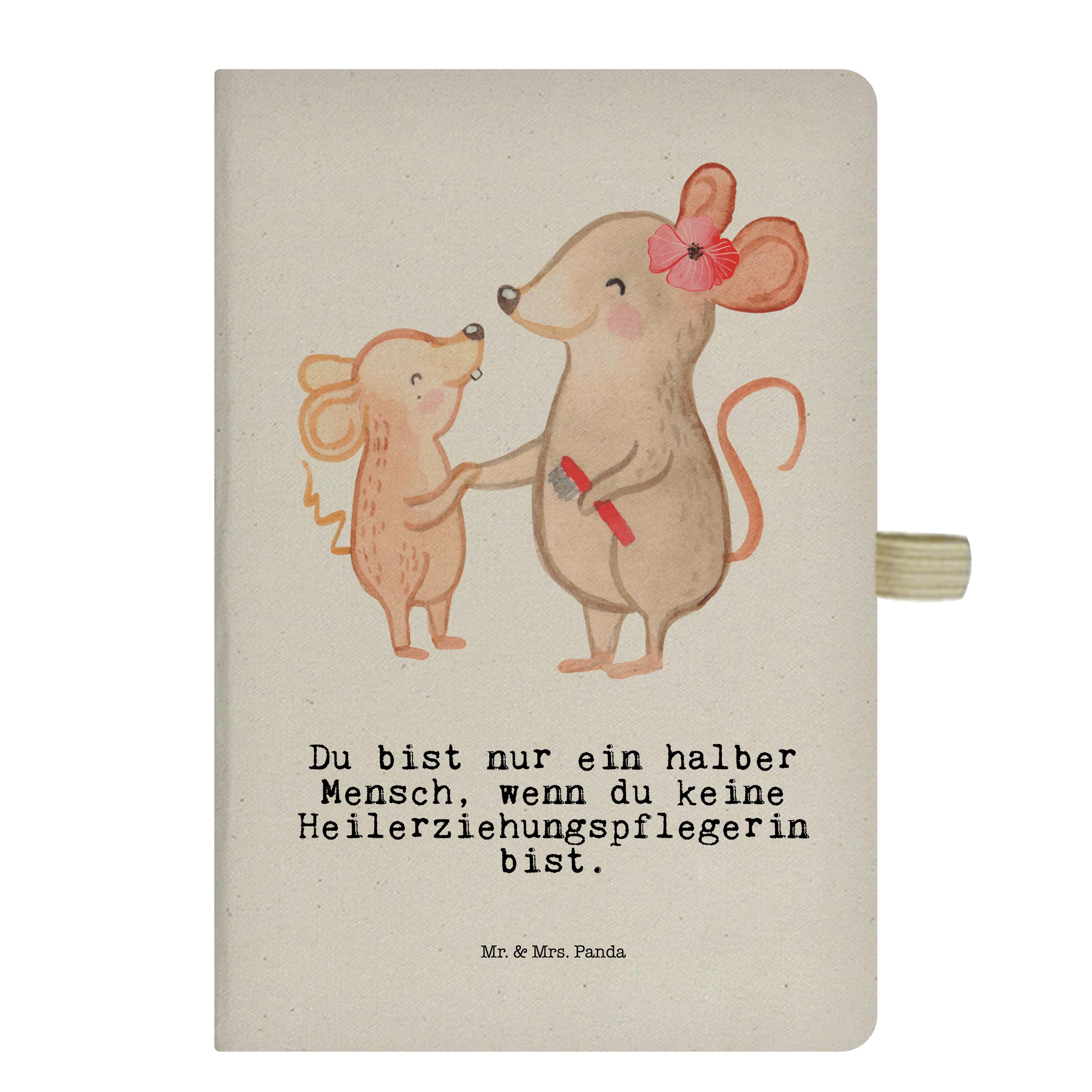 Mr. & Mrs. Panda Notizbuch Heilerziehungspflegerin Herz, babykleidung body, Transparent, Spruch, Mr. & Mrs. Panda