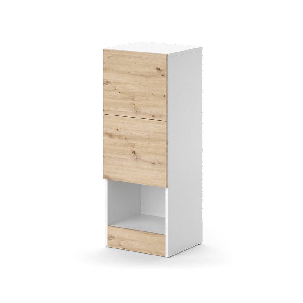 Vicco Midischrank Alf, Weiß/Eiche, 35 x 92 cm mit 2 Schubladen (1-St)