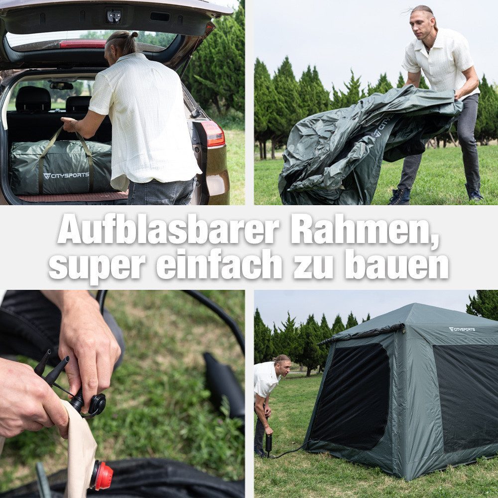 CITYSPORTS aufblasbares Zelt Campingzelt für 4-6 Personen, 5.2m², Mit feuchtigkeitsdichter Matte, Personen: 5, UV50+ PU3000+