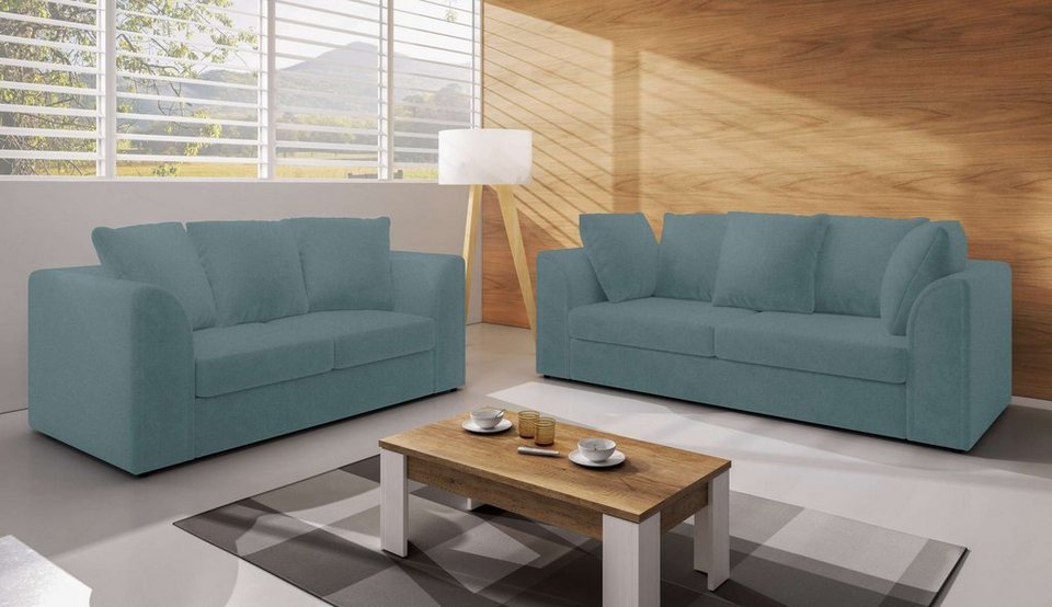 Stylefy Polstergarnitur Ethan, (Couchgarnitur, Set (2-tlg), bestehend aus 2- Sitzer und 3-Sitzer Sofas, Sitzkomfort
