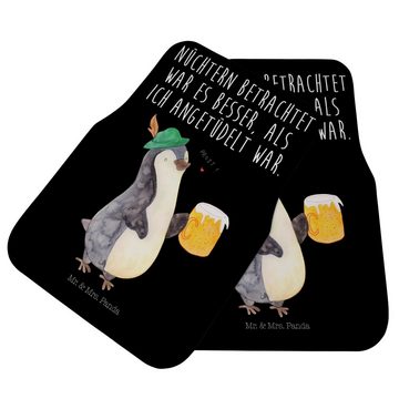 Fußmatte Pinguin Bier - Schwarz - Geschenk, beschwippst, Schmutzmatte Auto, Bi, Mr. & Mrs. Panda, Höhe: 0.5 mm