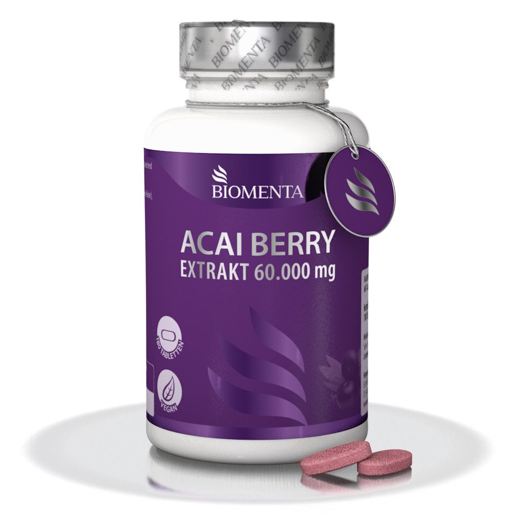 BIOMENTA Acai Beeren 60.000 mg - 180 Tabletten mit 30:1 Extrakt Tabletten, 180 St., 171 g