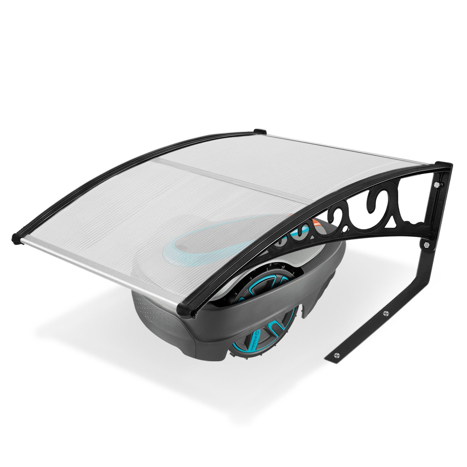 FIVMEN Mähroboter-Garage Mährobotergarage Rasenmäher Garage Carport Rasenroboter Garagendach, Dach Carport Schutz vor Regen Hagel UV-Strahlen, 103 x 77 x 45 cm