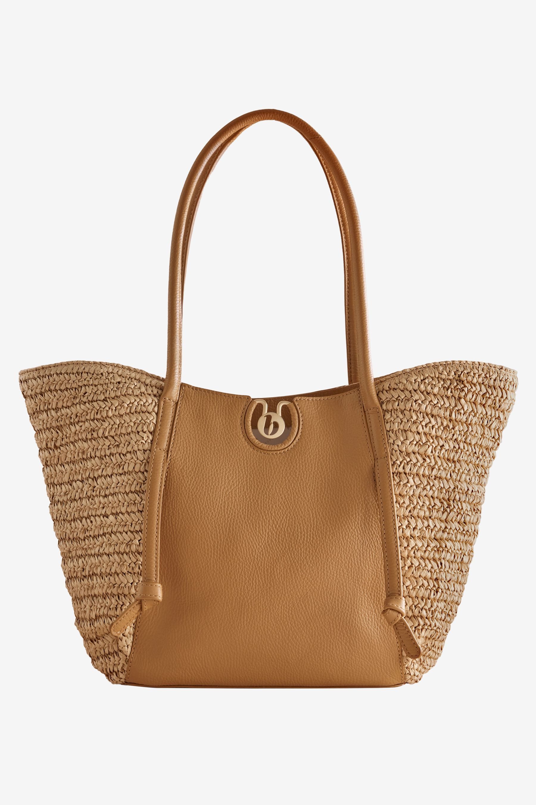 B by Ted Baker Einkaufsshopper B by Ted Baker Shopper-Tasche aus Leder und Raffia