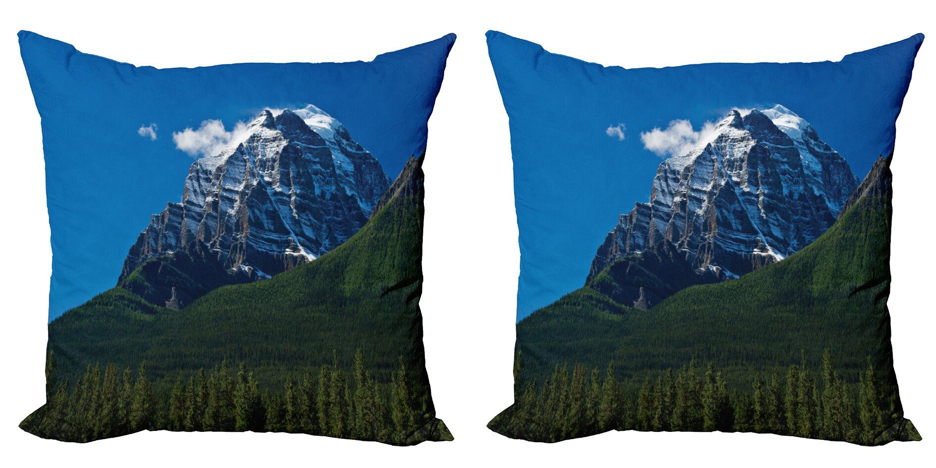Kissenbezüge Modern Accent Doppelseitiger Digitaldruck, Abakuhaus (2 Stück), Berg Snowy-Spitzen Bäume Park