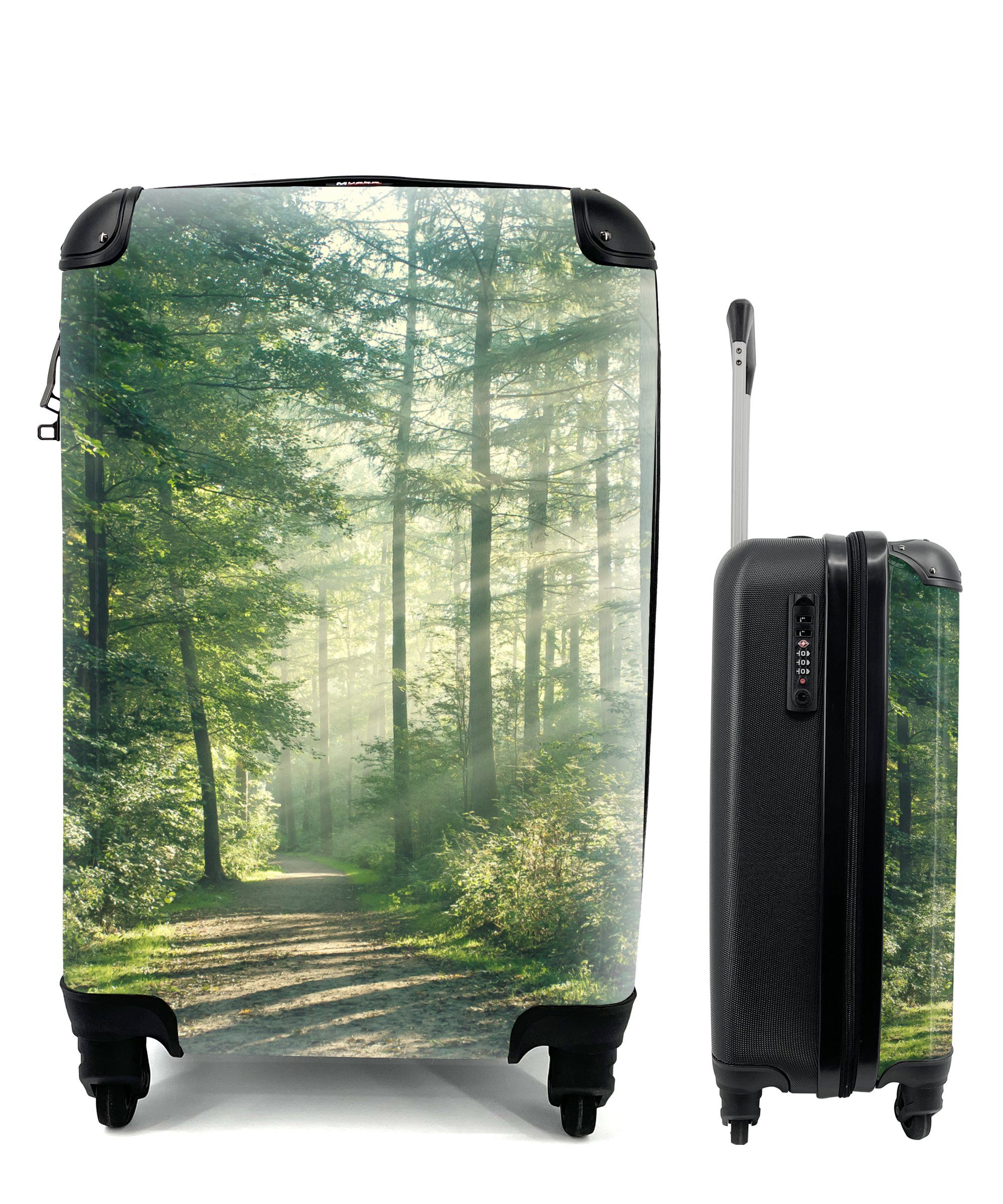 Licht für Trolley, - MuchoWow Wald rollen, Handgepäckkoffer Handgepäck 4 Reisekoffer Reisetasche mit Weg, - Ferien, Rollen,