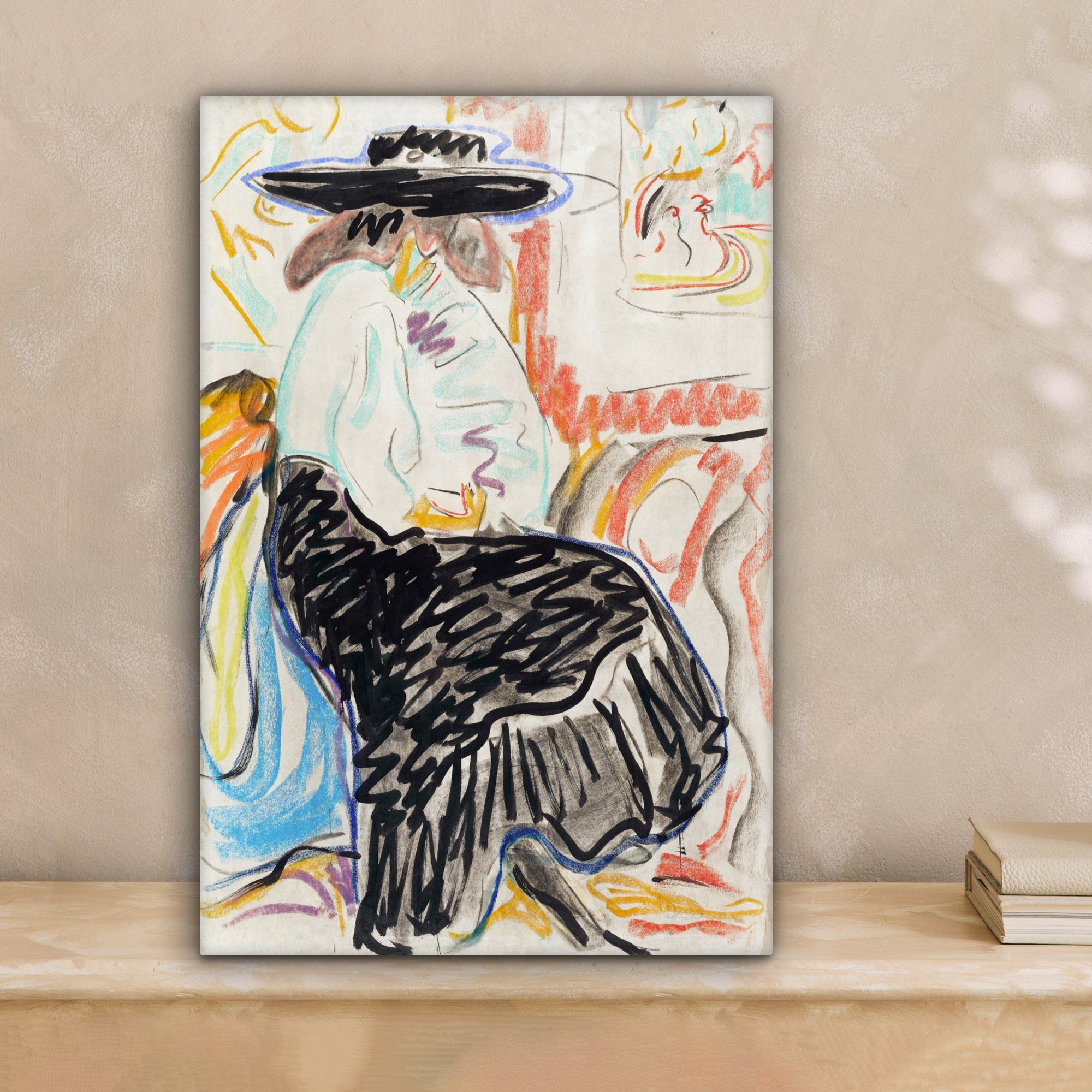 Kunst bespannt Zackenaufhänger, Abstrakt St), cm (1 Frau Gemälde, - inkl. - Leinwandbild Meister, fertig Alte 20x30 OneMillionCanvasses® - Gemälde