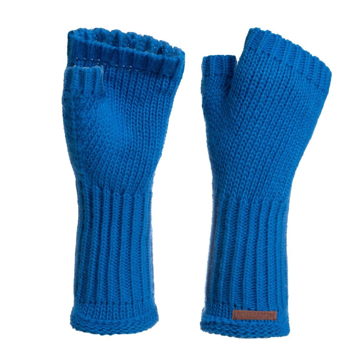 Dunkelblau Handschuhe Size Cobalt Strickhandschuhe One Handschuhe Finger Glatt Handstulpen Cleo Knit Factory Handschuhe ihne