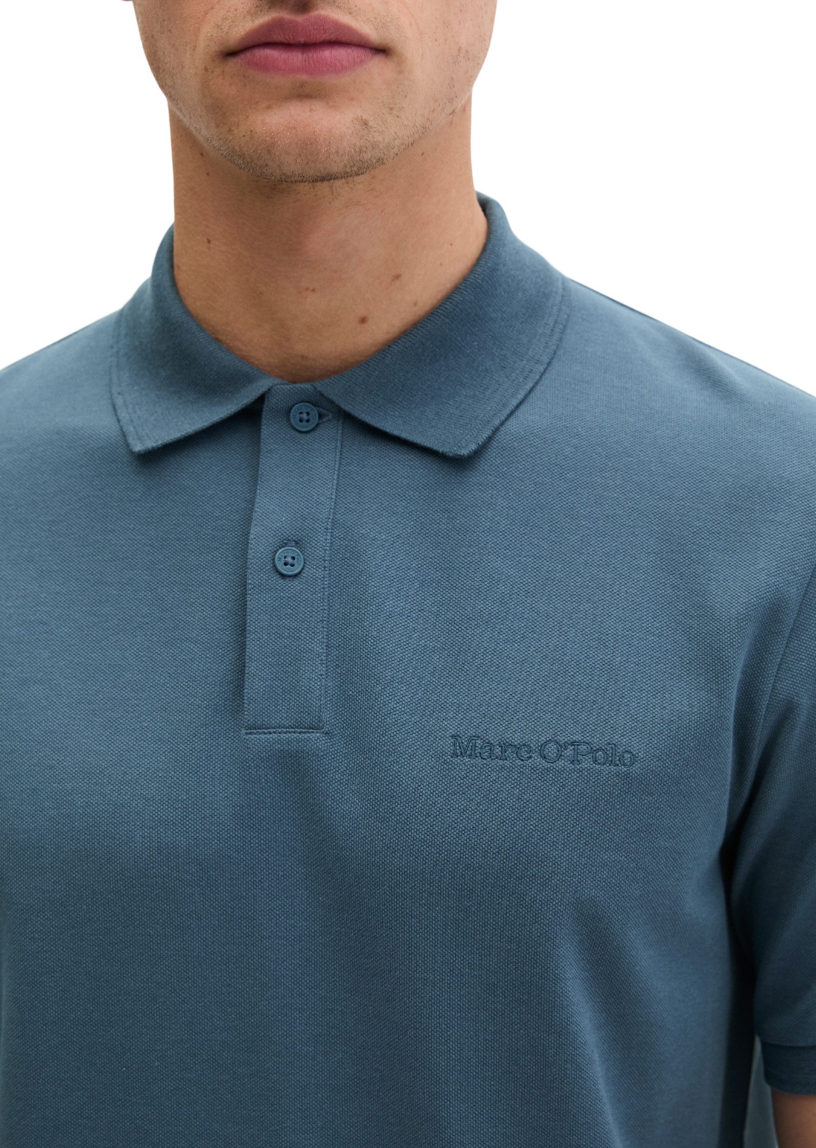 Marc O'Polo Poloshirt aus mittelschwerem Bio-Baumwoll-Viskose-Mix – Bild 4 von 5