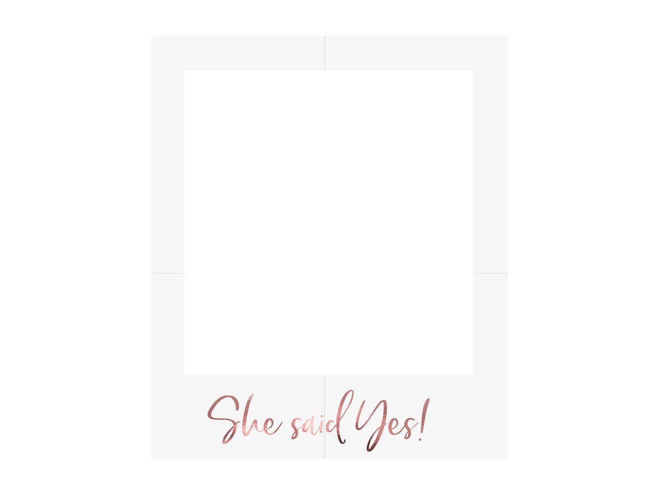 partydeco Papierdekoration, Fotobox - Selfie Fotorahmen She said Yes 50x59cm weiß / rosegold