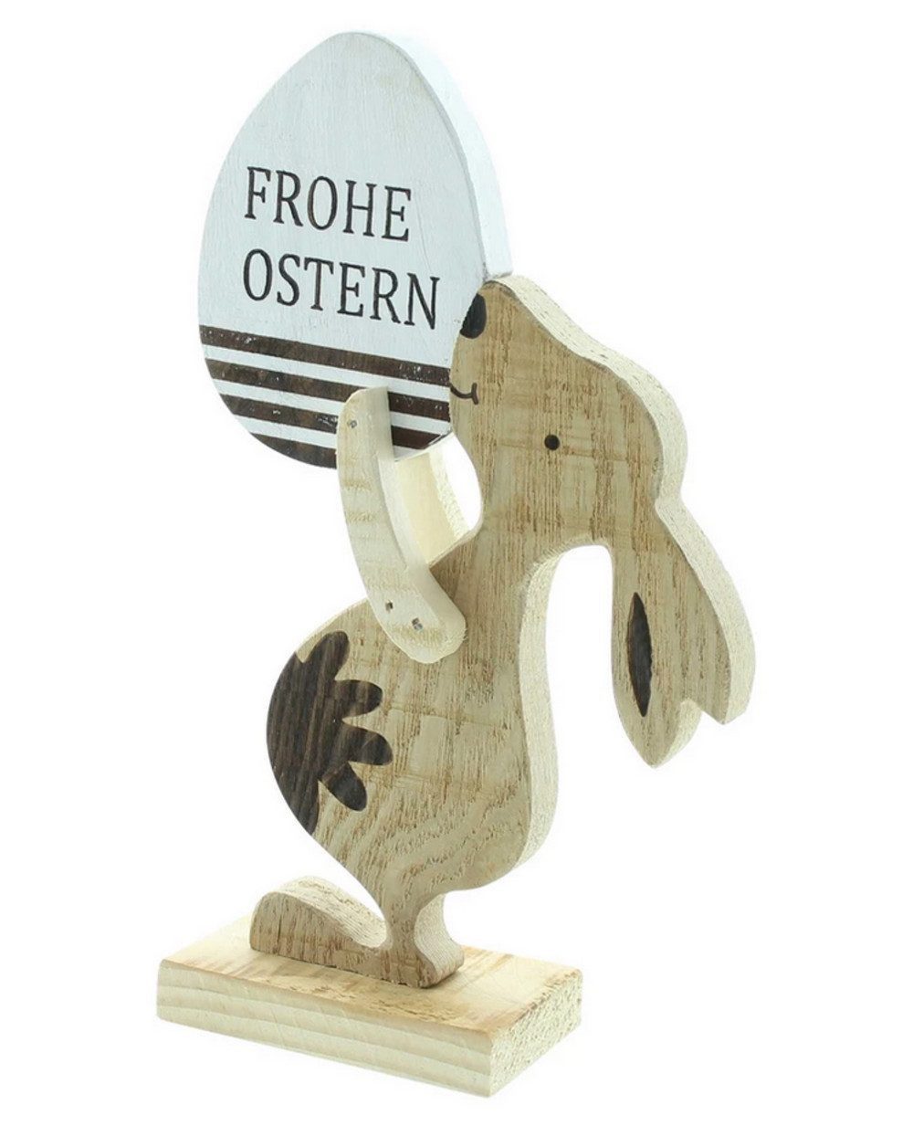Home-trends24.de Osterhase Oster Hase Frohe Ostern Holzdeko Frühling Figur Deko Tisch Aufsteller