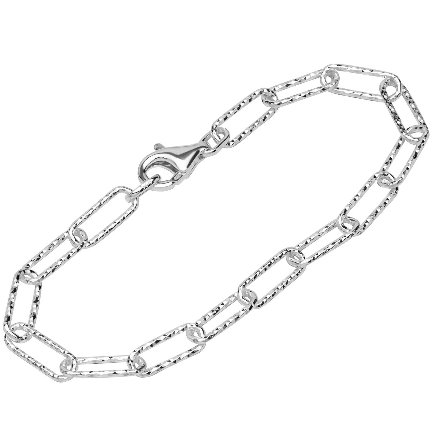 NKlaus Silberarmband Armband 925 Sterling Silber 19cm Erbskette oval Da (1 Stück), Made in Germany