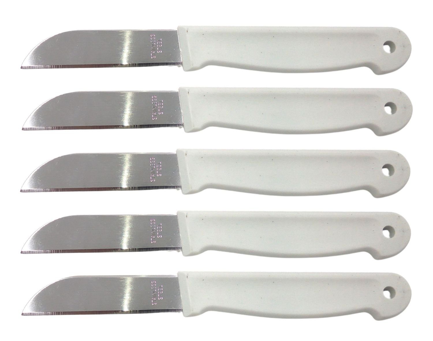 Schälmesser Universalküchenmesser Gemüsemesser 5er-Set Küchenmesser farben:weiß Messerset Obstmesser Deluxa