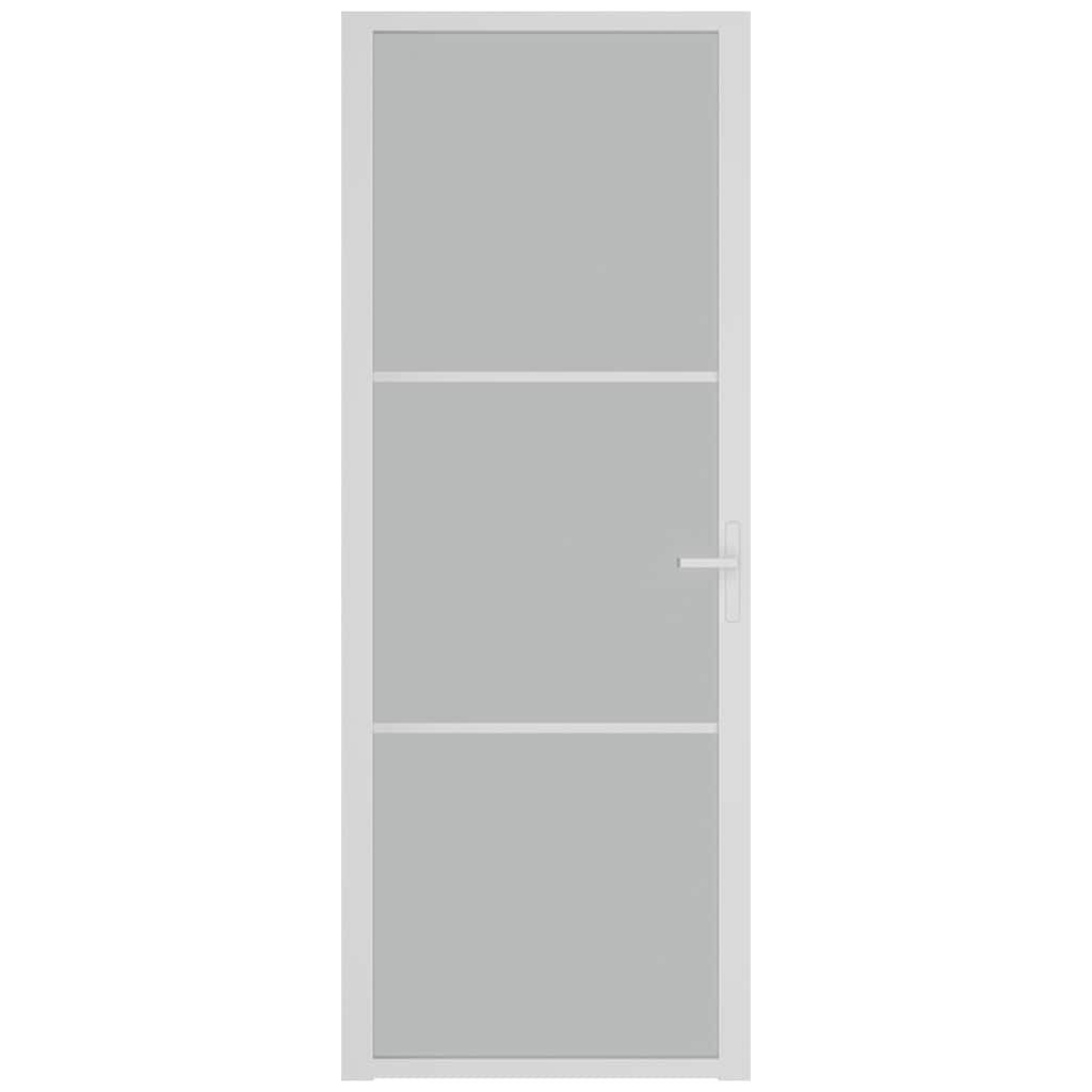 vidaXL Haustür Innentür 76x201,5 cm Weiß Mattglas und Aluminium (1-St)