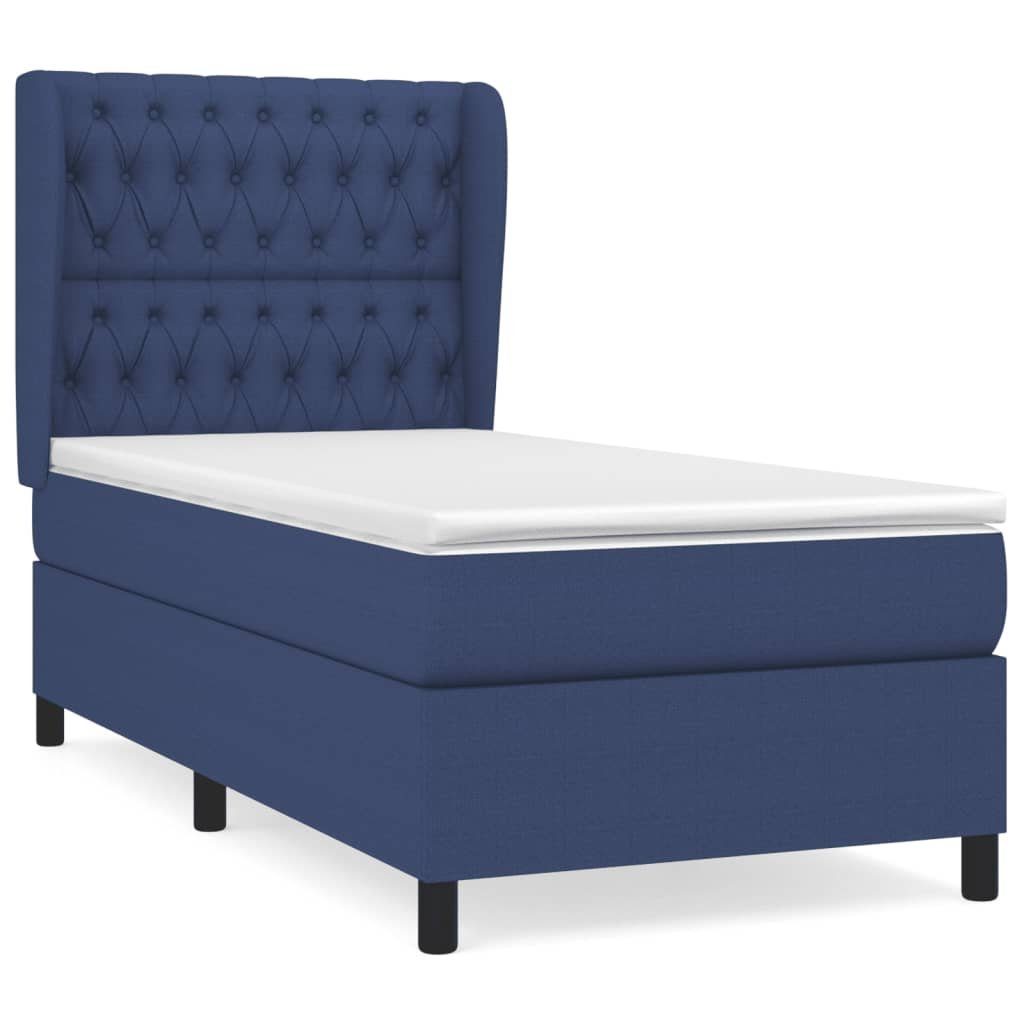 Boxspringbett 90 x 200 cm Boxspringbett mit Matratze Blau 90x200 cm Stoff Bett Bettg