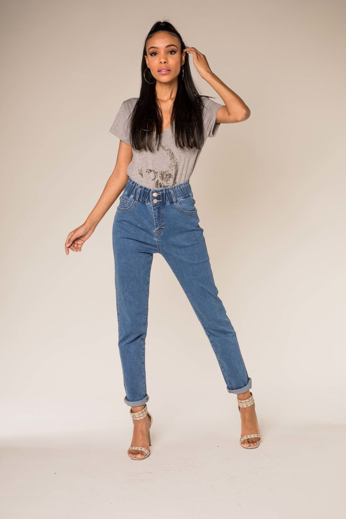 Nina Carter High-waist-Jeans (1-tlg) 3522 in Blau