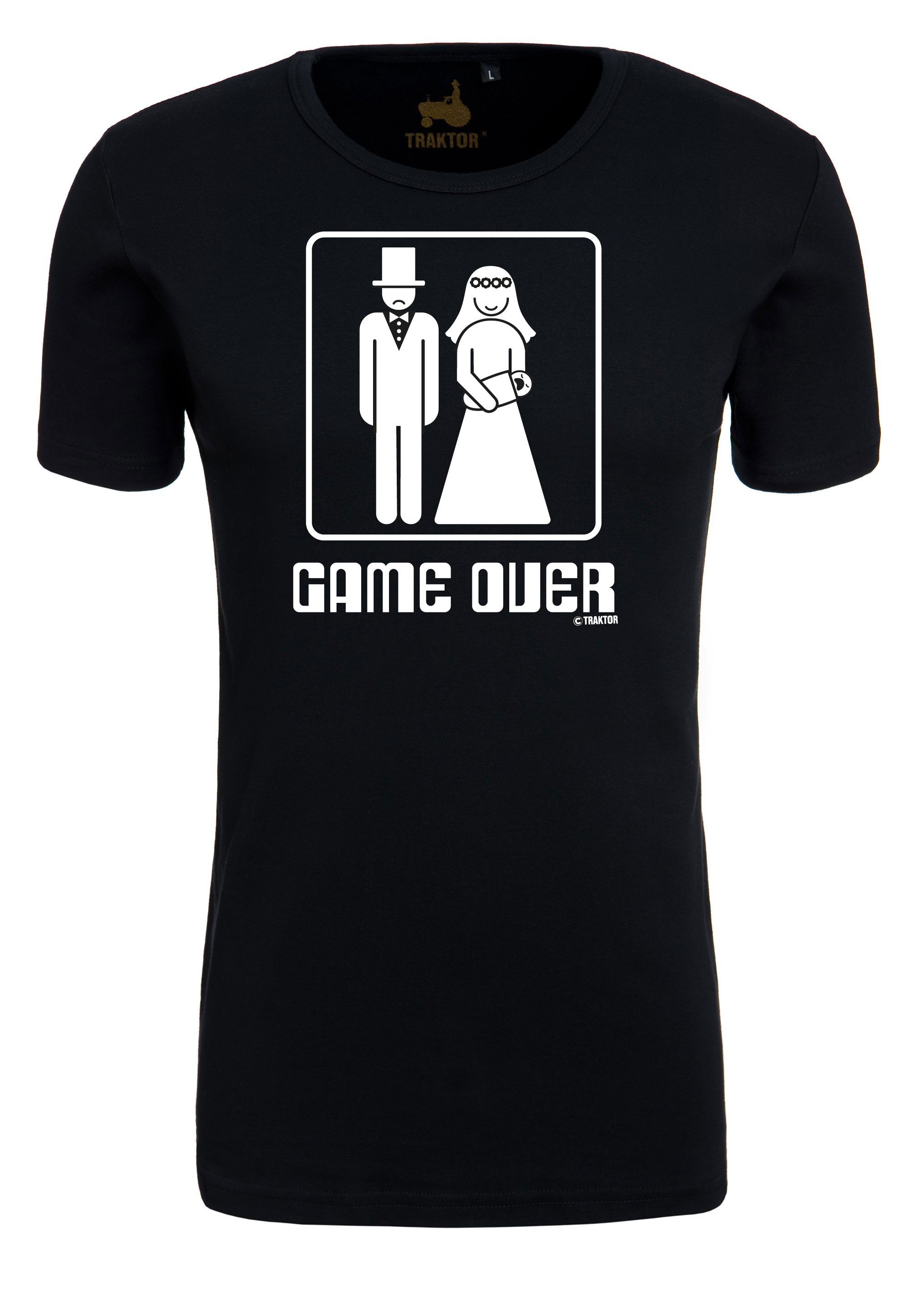 LOGOSHIRT T-Shirt Game Over schwarz mit lustigem Print
