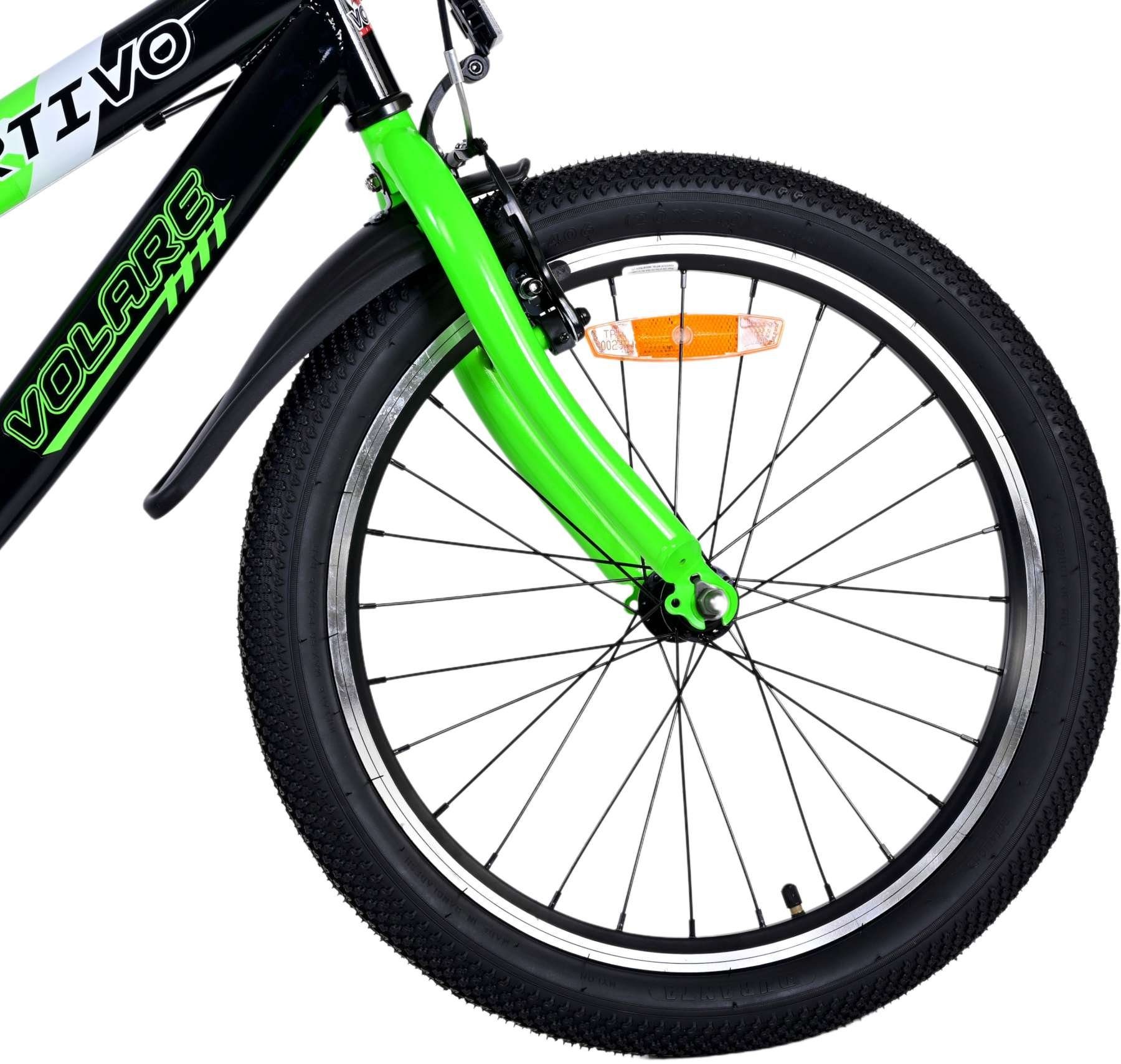 Volare Kinderfahrrad Sportivo - Jungen - 20 Zoll - blau oder grün - bis 115 kg, 85 % vormontiert, 6 - 8 Jahre, Luftbereifung, Fahrradständer