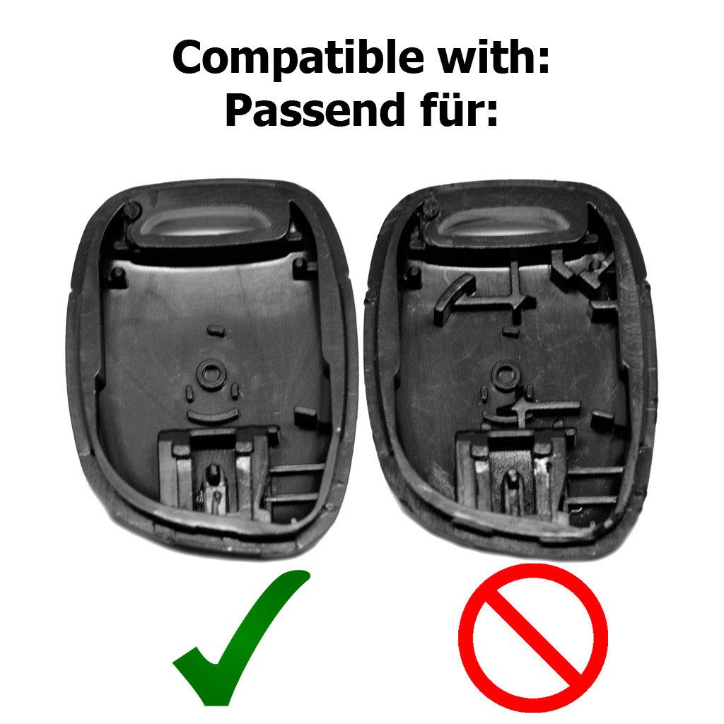 mt-key Auto Schlüssel Ersatz Gehäuse + 1x Rohling VAC102 + passende CR1220 Knopfzelle, CR1220 (3 V), für Renault Kangoo Clio Twingo 1220 Funk Fernbedienung