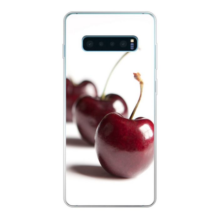 MuchoWow Handyhülle Kirschen - Weiß - Obst Phone Case Handyhülle Samsung Galaxy S10+ Silikon Schutzhülle