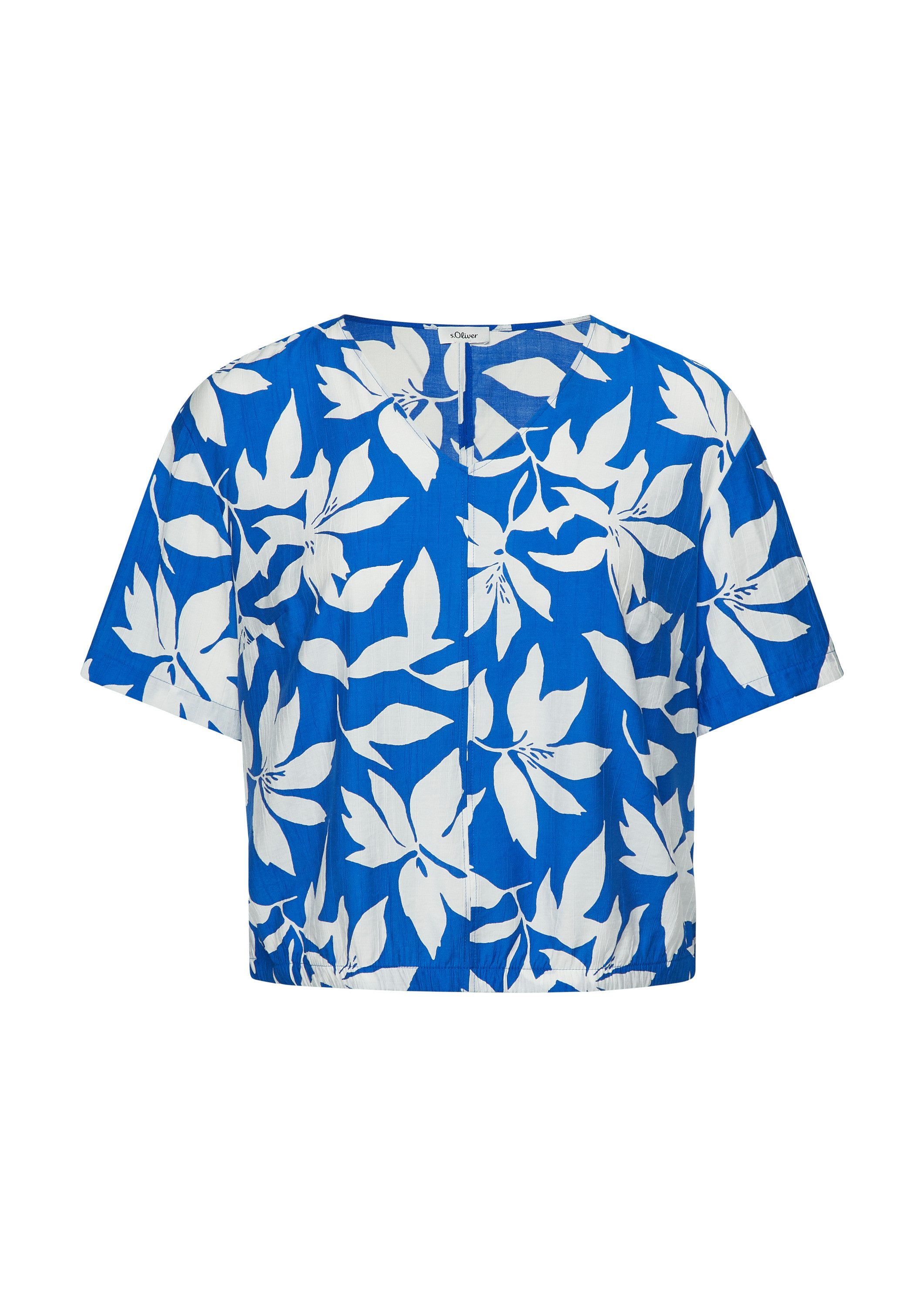 s.Oliver Kurzarmbluse Bluse Strukturierte Bluse im O-Shape