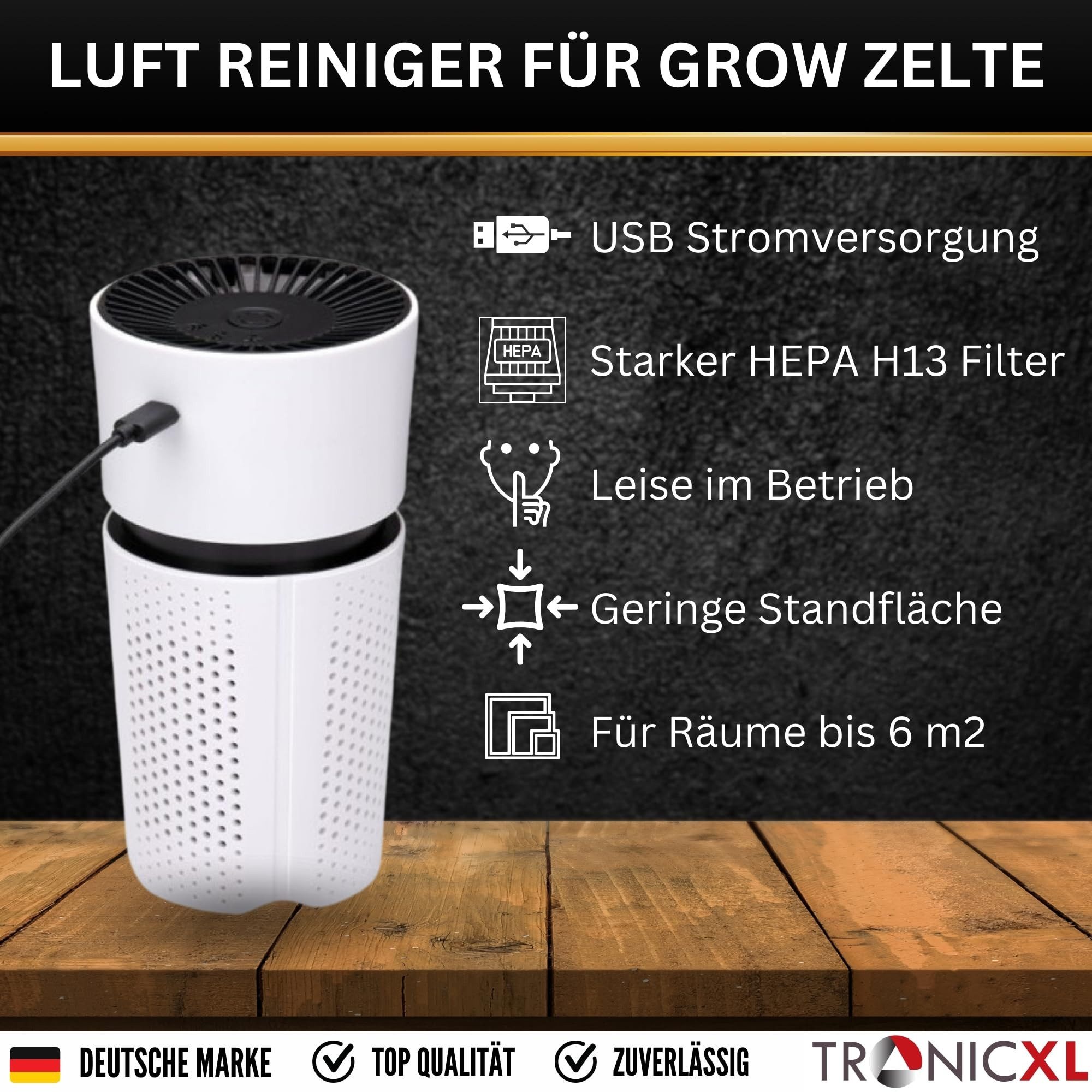 TronicXL Luftfilter Lüfter Luftreiniger Hepa Filter für Growbox Grow Grower Zelt Zubehör, Zelte Boxen Schrank Abluft Umluft Set