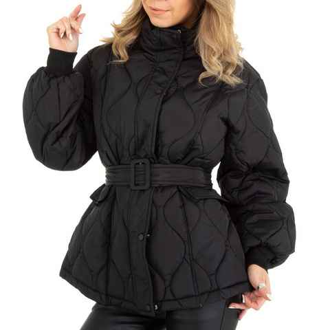 Ital-Design Winterjacke Damen Freizeit Gefüttert Winterjacke in Schwarz