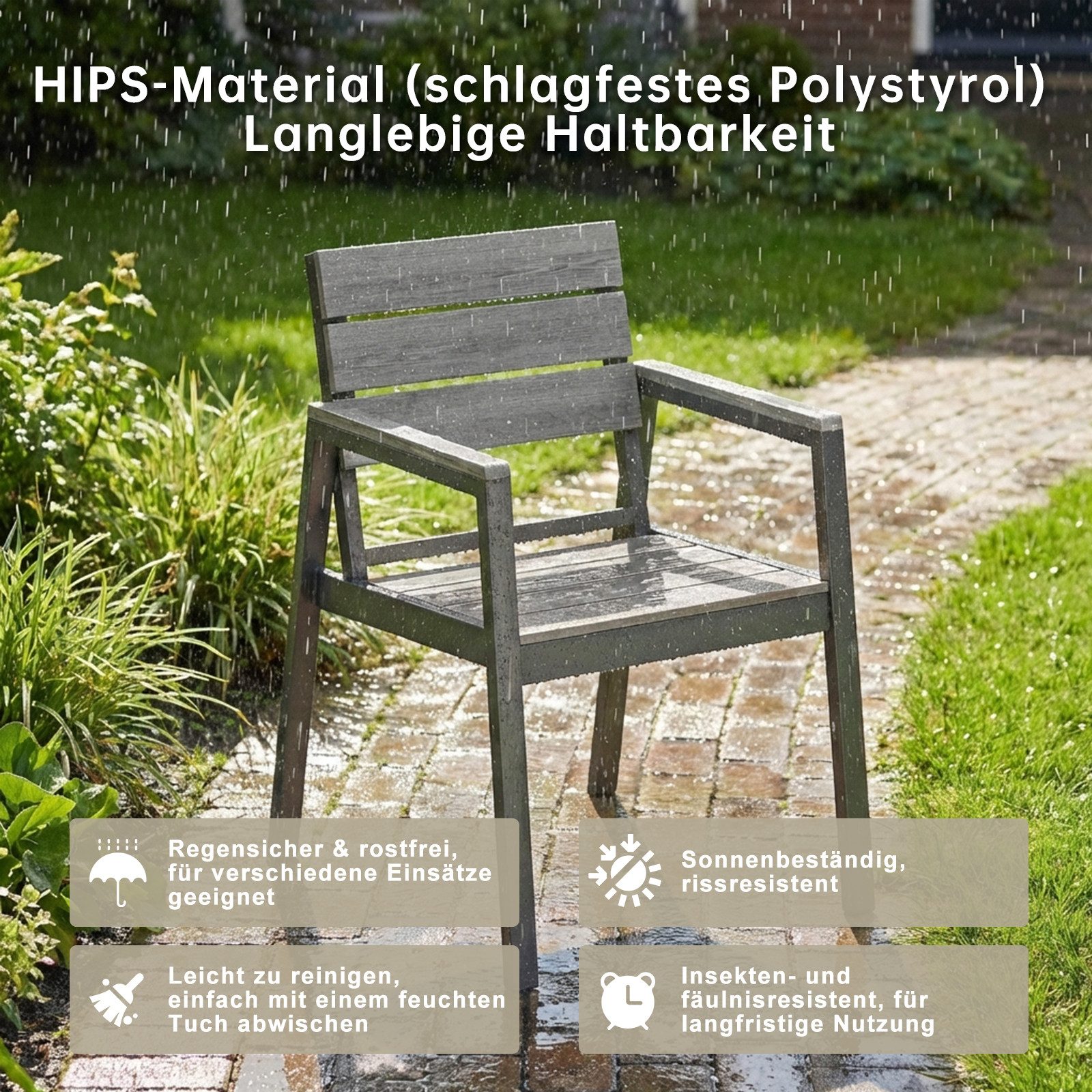 HOMALL Gartenstuhl Stapelbar Aluminium Gartensessel Wetterfest, max Belastung 180kg (Set, 2 St), Korrosionsbeständigkeit, verstärkter Alu-Outdoorstuhl