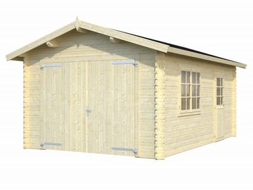 Finn Art Blockhaus Garage Holzgarage Aktion 16 mit holztor naturbelassen, Einzelgarage aus Holz