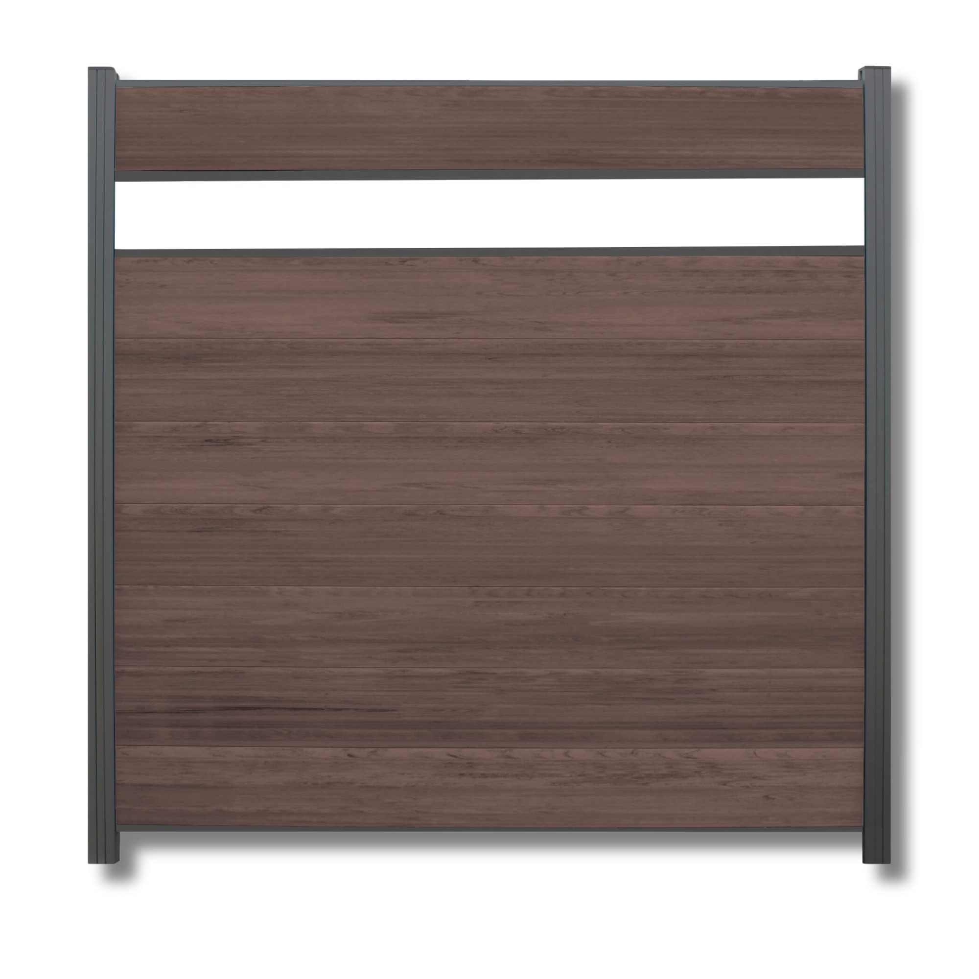WPC Profi Zaun Komplettset Choco anthrazit Sichtschutz Dekor Glas 180x180cm, (Komplettset, mit Start- und Abschlussleisten, Pfosten und Zubehör)