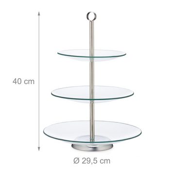 relaxdays Etagere 8 x Runde Etagere 3-stufig, Glas