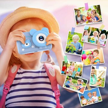 KINSI Kinderkamera,Duale Front- und Rückkamera,Digitalkamera,2600P HD Sofortbildkamera (Stativ-Kamera(Foto,Video,Filter,zeitgesteuerte Fotos,Musik,Spielex)