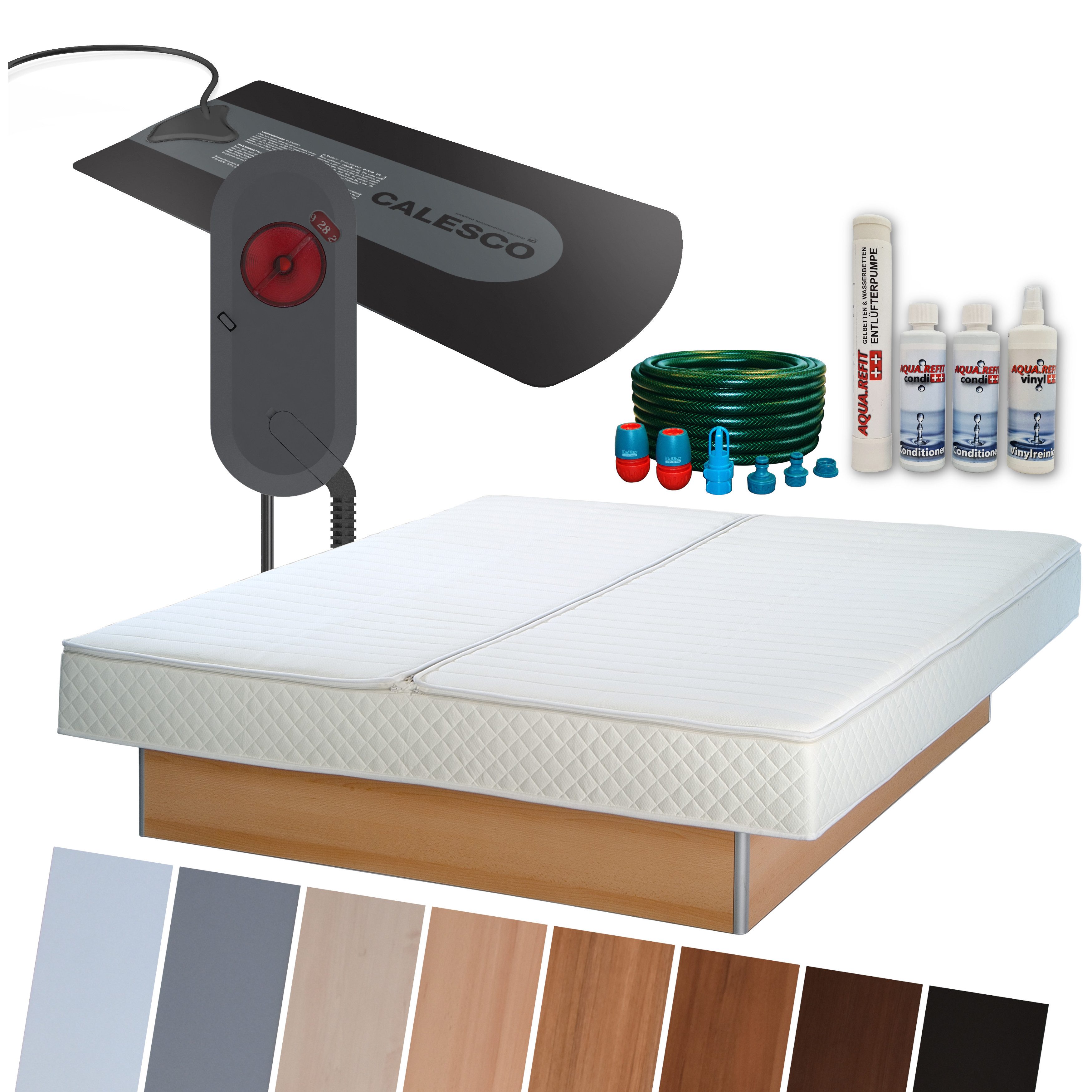 AQUA ROYAL, Wasserbett Komplett Softside DUAL Calesco K-Box 90 Heizungen Podest Doppelbett, mit Calesco Carbon Box90