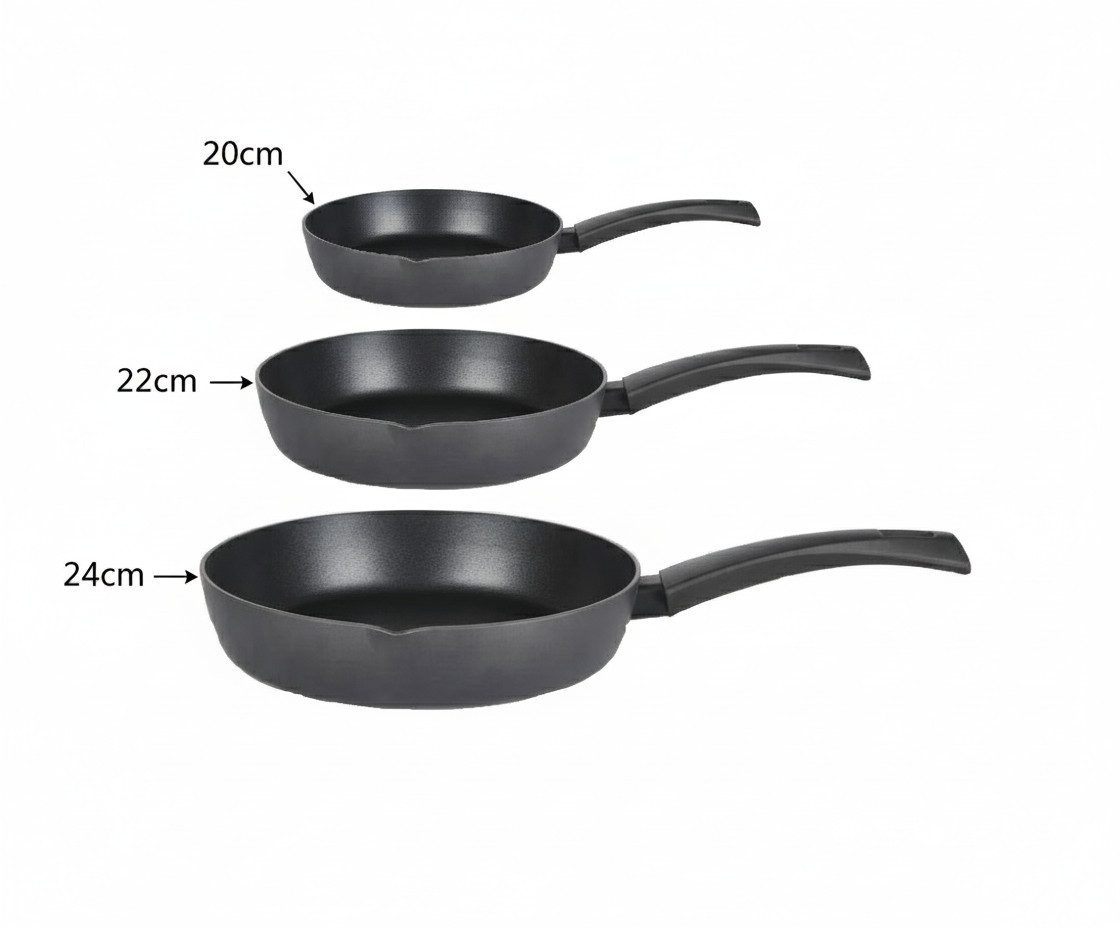 Zilner Pfannen-Set 3tlg. Tiefe Pfannen mit Antihaftbeschichtung 20/22/24cm, Aluminiumguss (Entdecken Sie den perfekten Pfannenset, der gesundes Kochen, elegantes Design und höchste Funktionalität in Ihrer Küche vereint – und jeden Tag zum Genuss macht., Verfügbare Durchmesser: 20 cm, 22 cm, 24 cm, 26 cm, 28 cm)