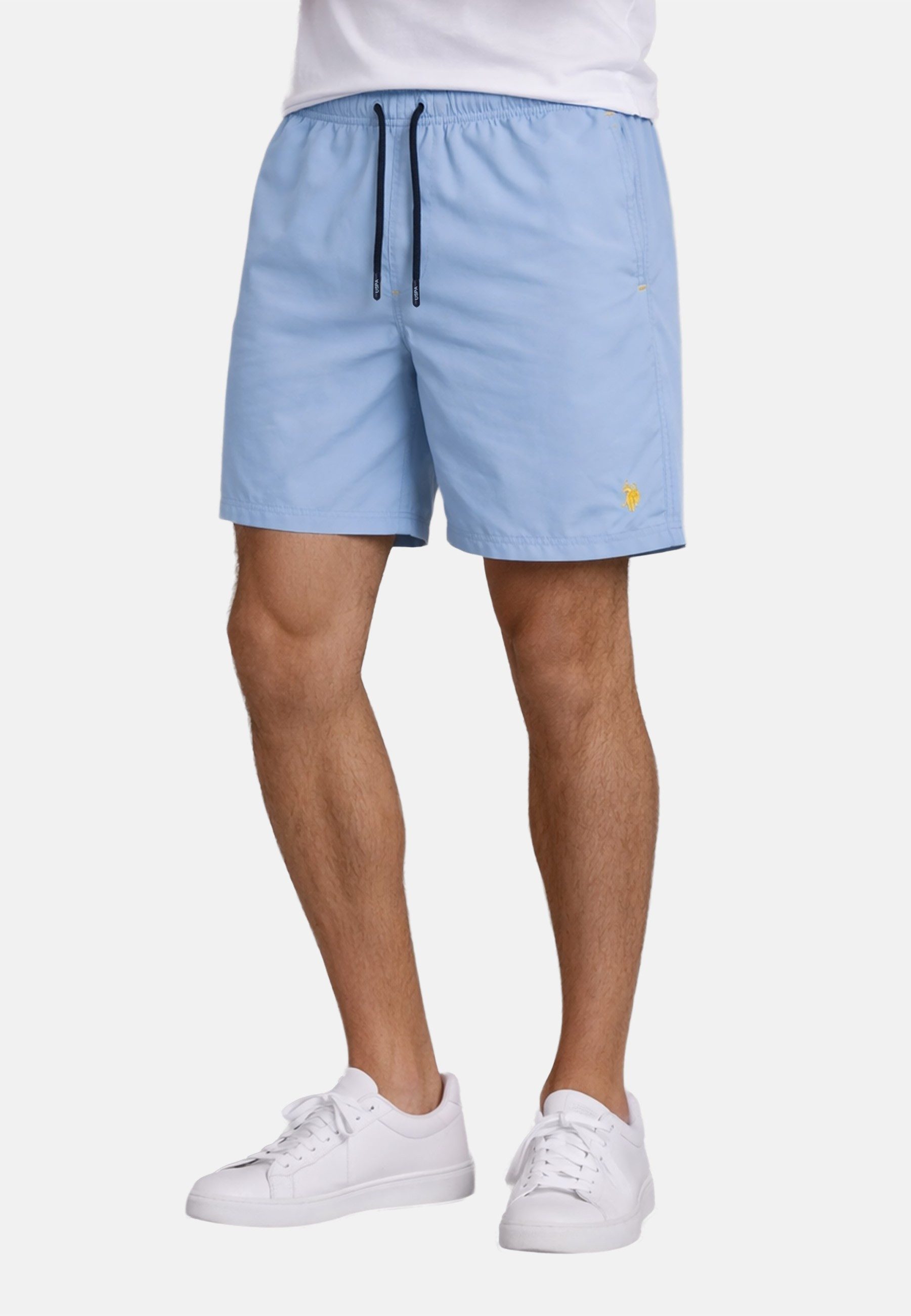 U.S. Polo Assn. Badeshorts USChrys - Schwimmshorts mit Netzfutter und Kordelzug Leichte Badehose mit elastischem Bund und Allover-Logo
