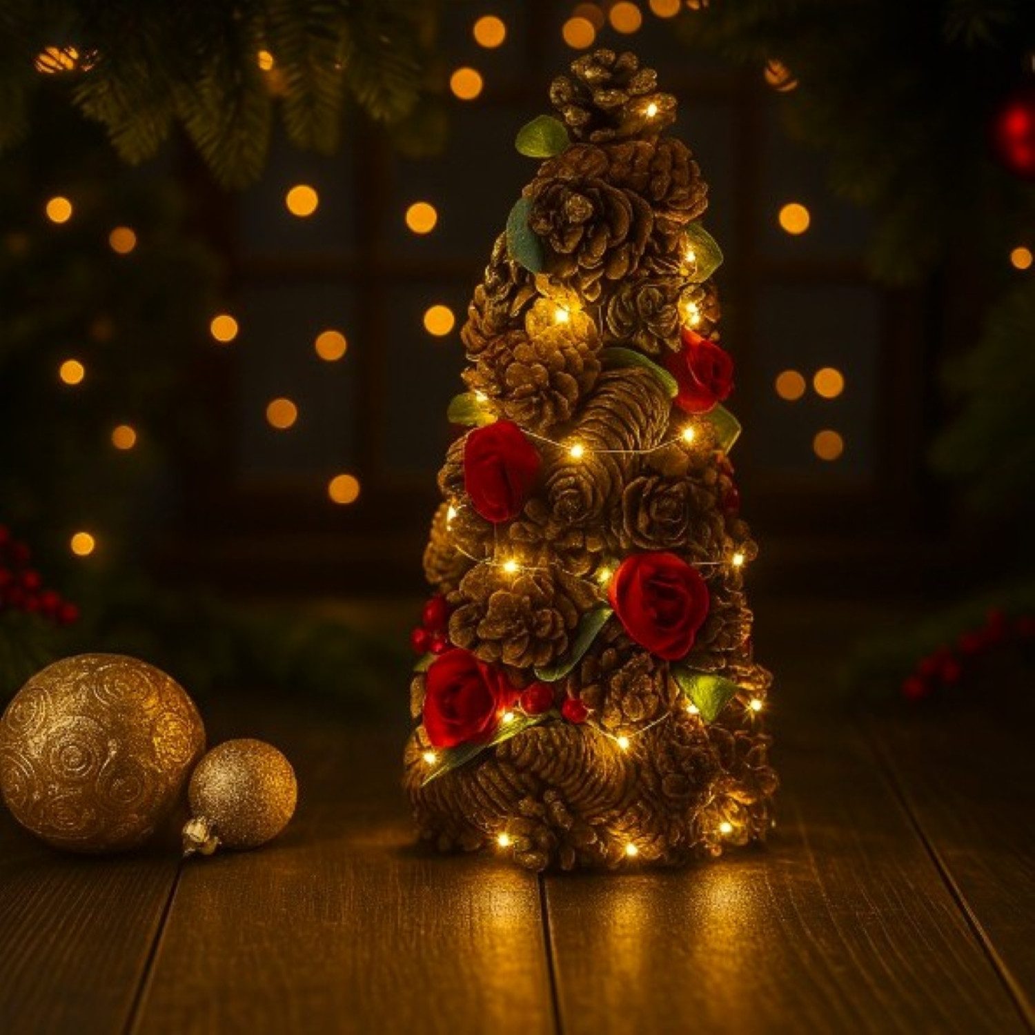 Online-Fuchs Weihnachtsfigur Deko Weihnachtsbaum mit LED-Lichterkette, Tann günstig online kaufen