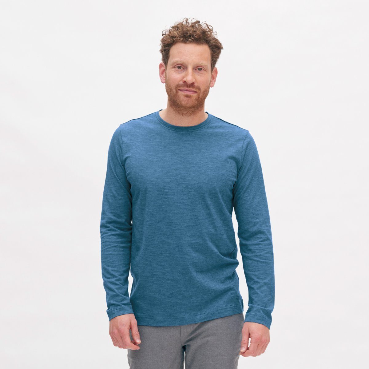 LIVING CRAFTS Langarmshirt NOAH Brandheißes Langarm-Shirt aus purer Bio-Baumwolle Retro Blue