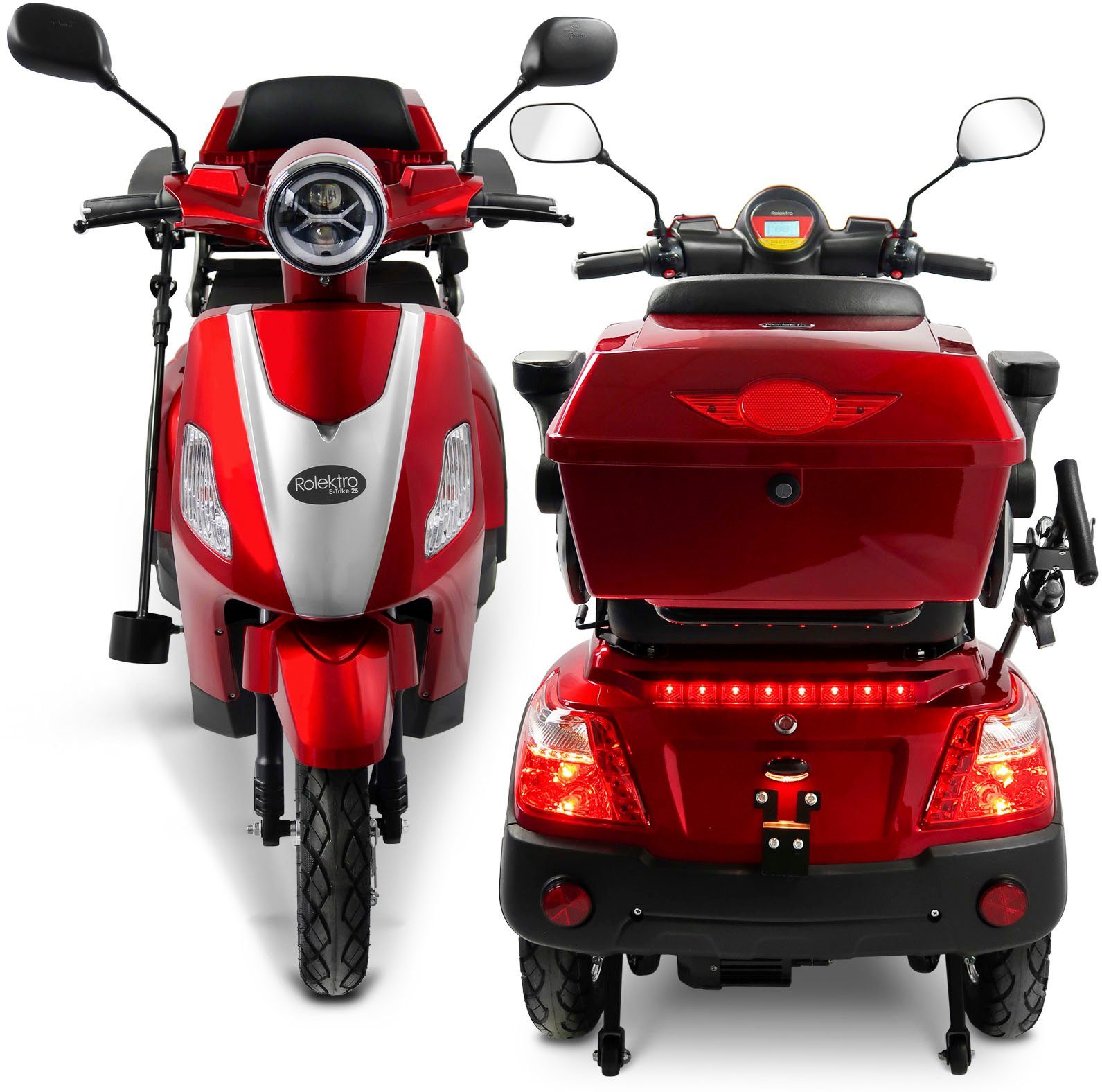 Rolektro Elektromobil Rolektro E-Trike 25 V.3, Lithium Akku, 1000 W, 25 km/h, (mit Topcase)
