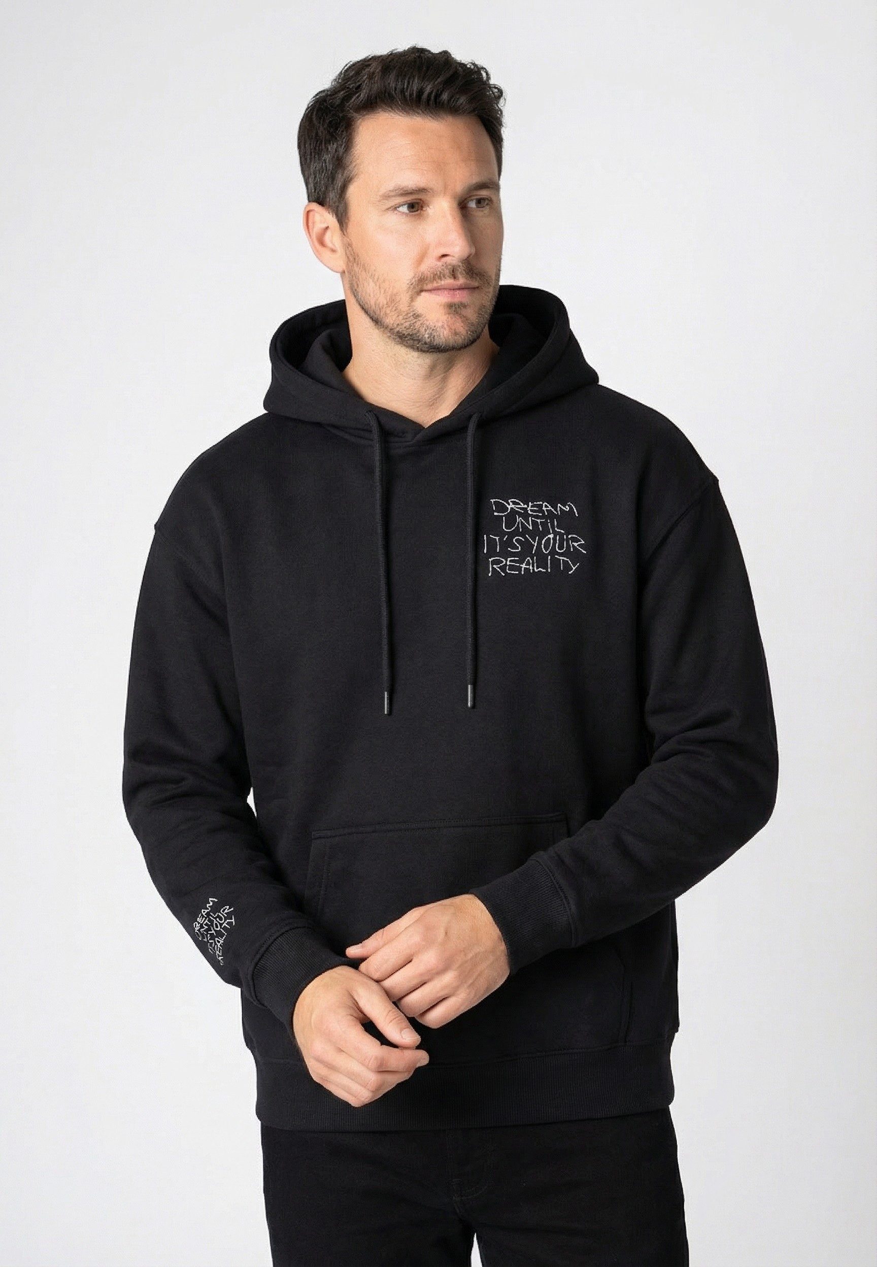 SUBLEVEL Hoodie Herren Kapuzenpullover mit Stickerei Sweater, Kapuzensweatshirt mit Kängurutasche und Kapuze, Oversized