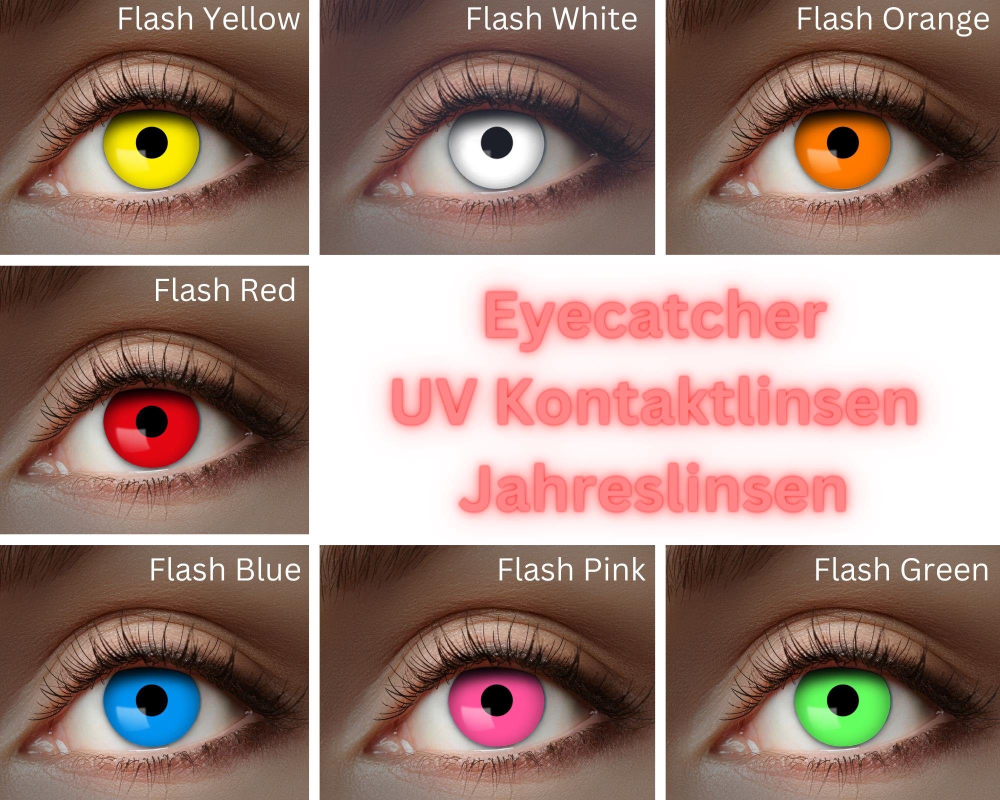 Eyecatcher Jahreslinsen Leuchtende UV Kontaktlinsen diverse Farben fluoreszierend